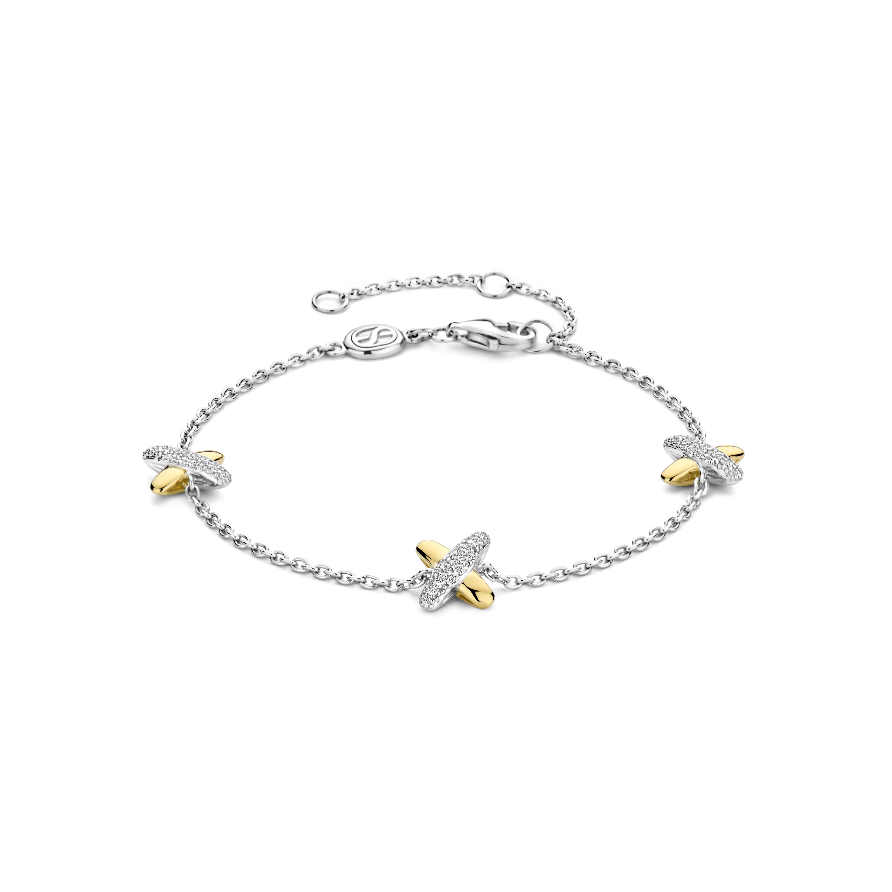 Zirkonia Cross Armband Bicolor