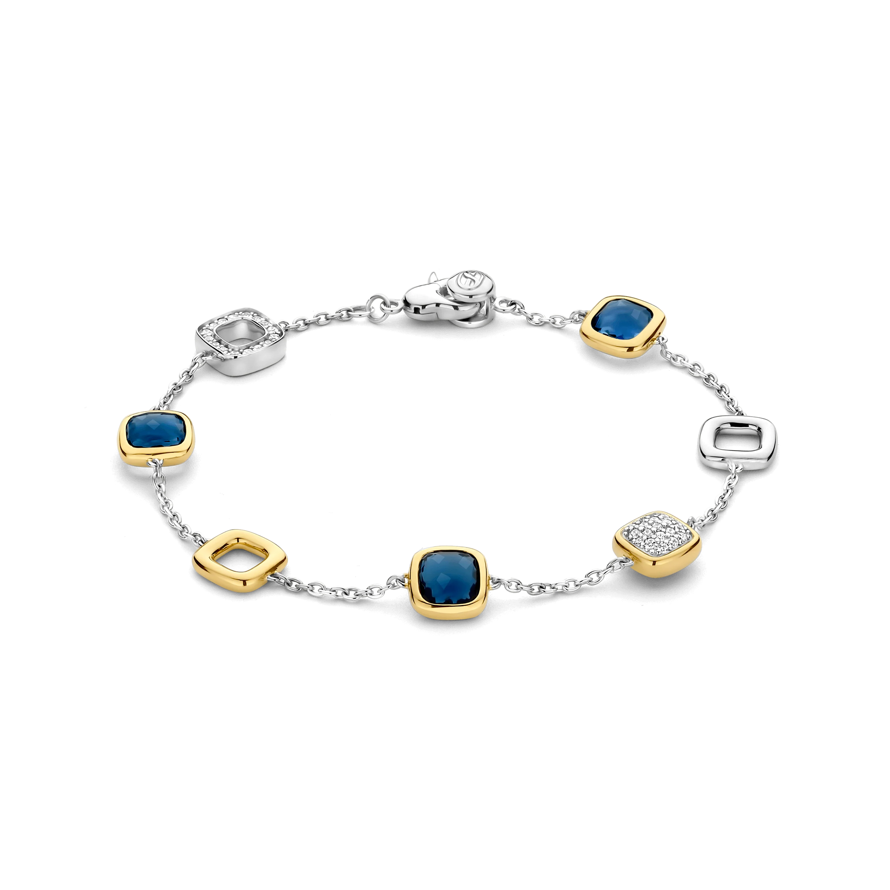 Blauwe Cushion Charm Armband