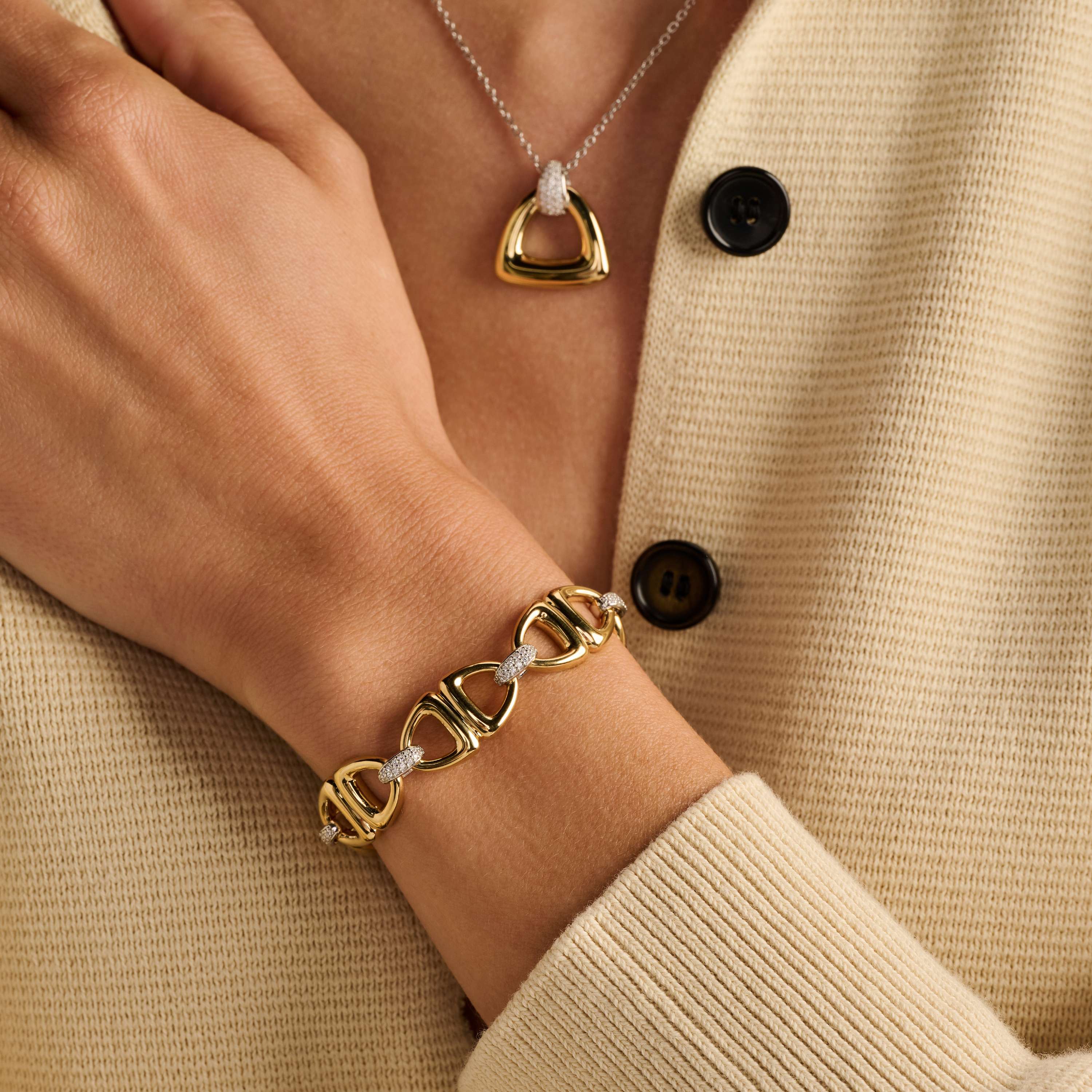 Connected Triangle Vintage Schakel Armband - Image 7