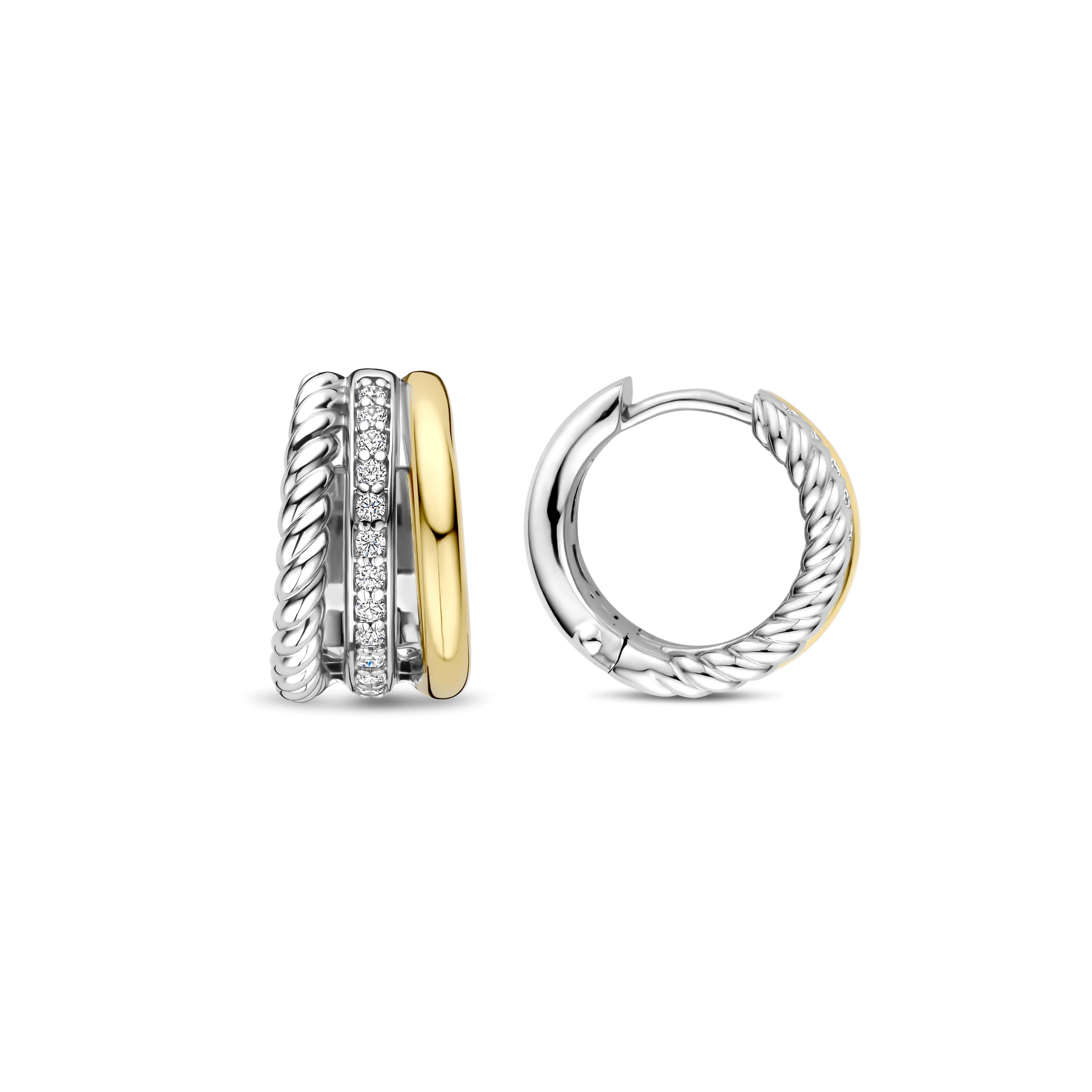 Structured Triple Band Zirkonia Hoops - Image 3