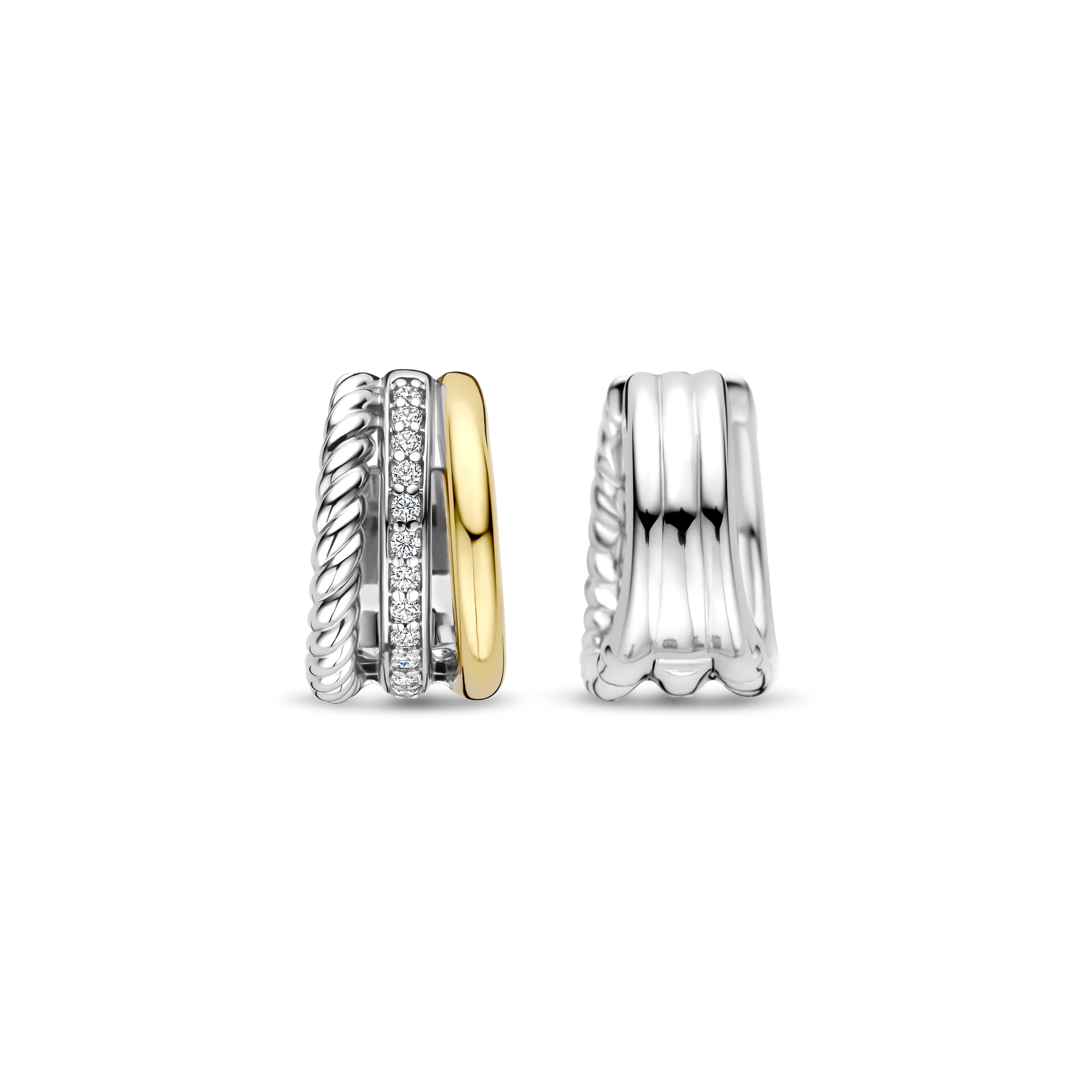 Structured Triple Band Zirkonia Hoops - Image 4