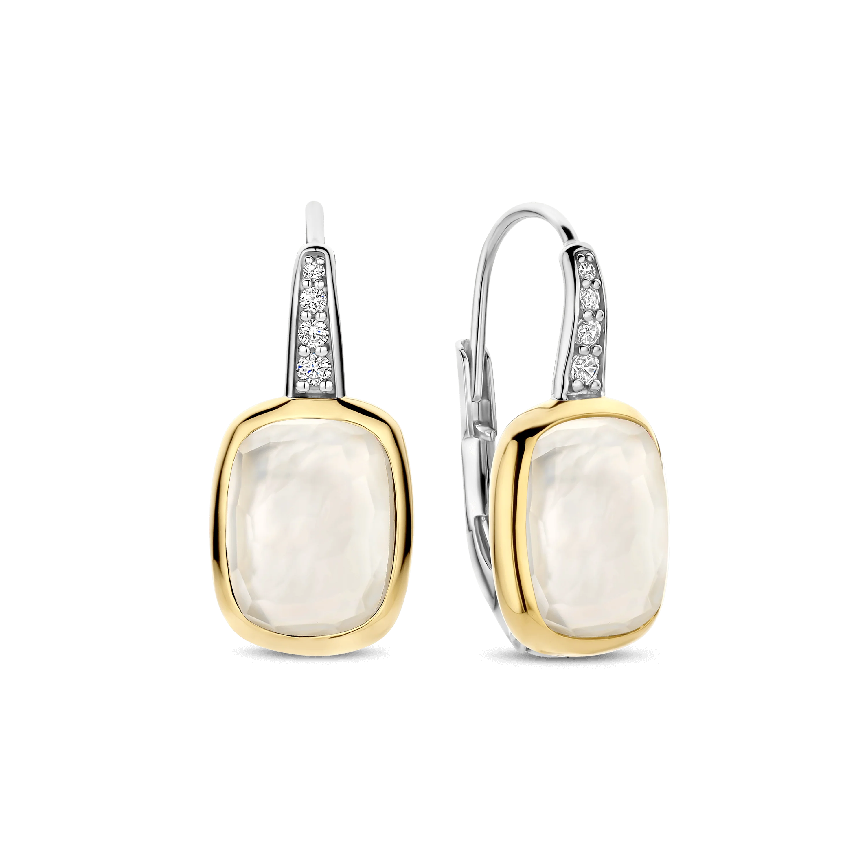 Zirkonia Cushion Oorbellen met Parel