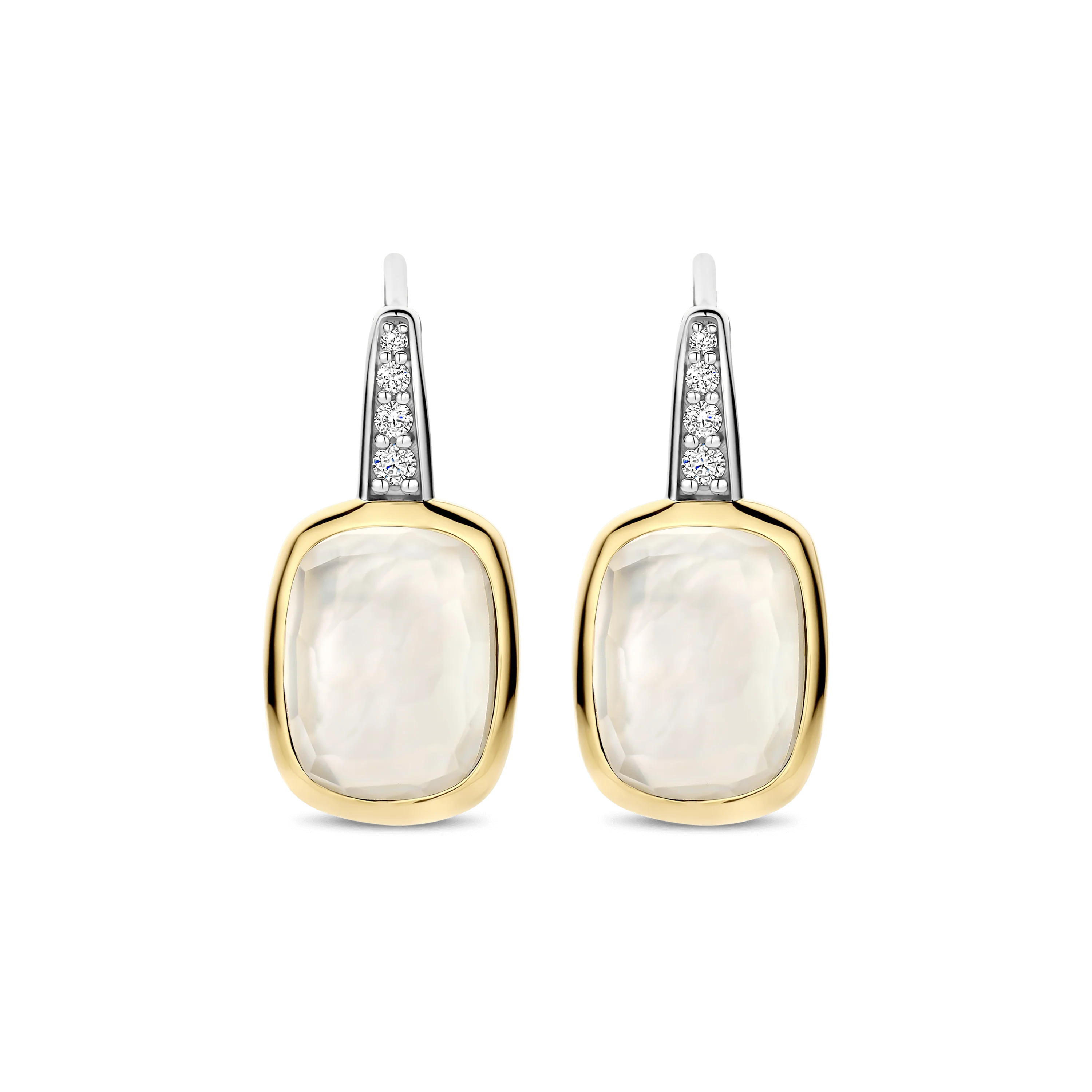 Zirkonia Cushion Oorbellen met Parel - Image 2