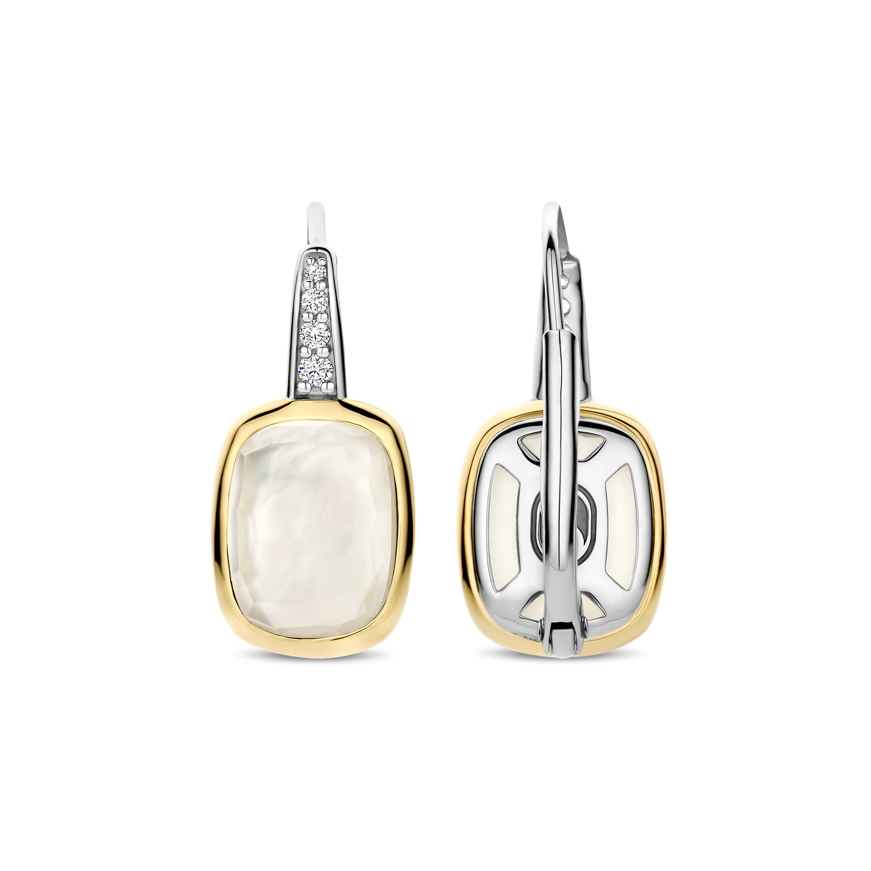 Zirkonia Cushion Oorbellen met Parel - Image 3