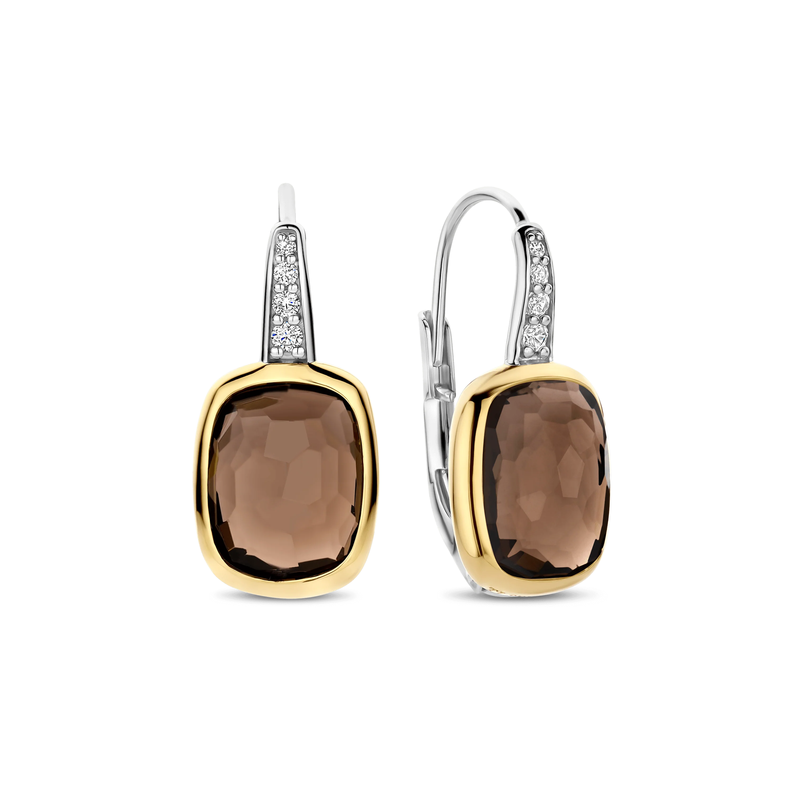 Smokey Brown Zirkonia Cushion Hoops