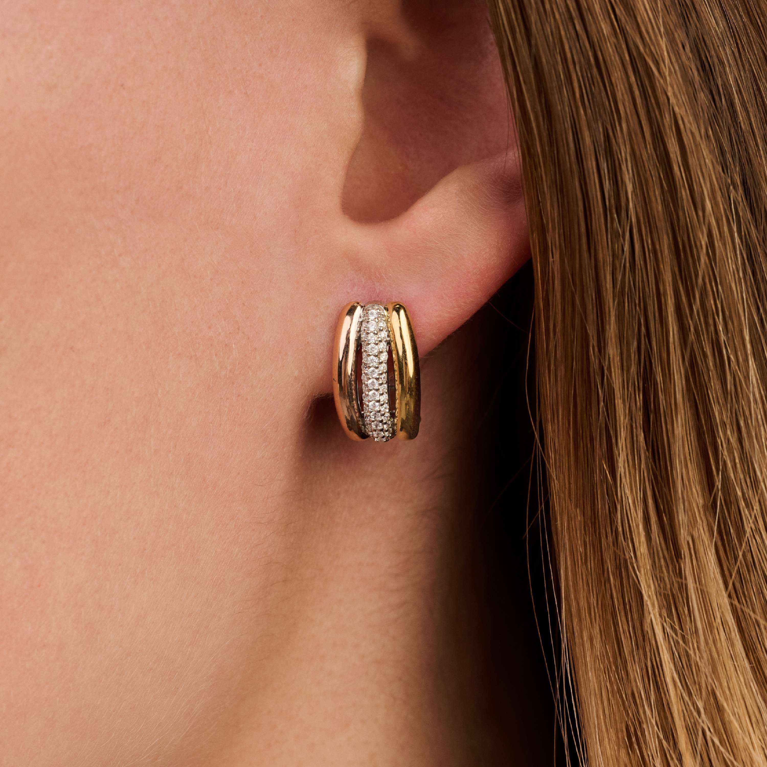 Tricolor Triple Circle Zirkonia Hoops - Image 6