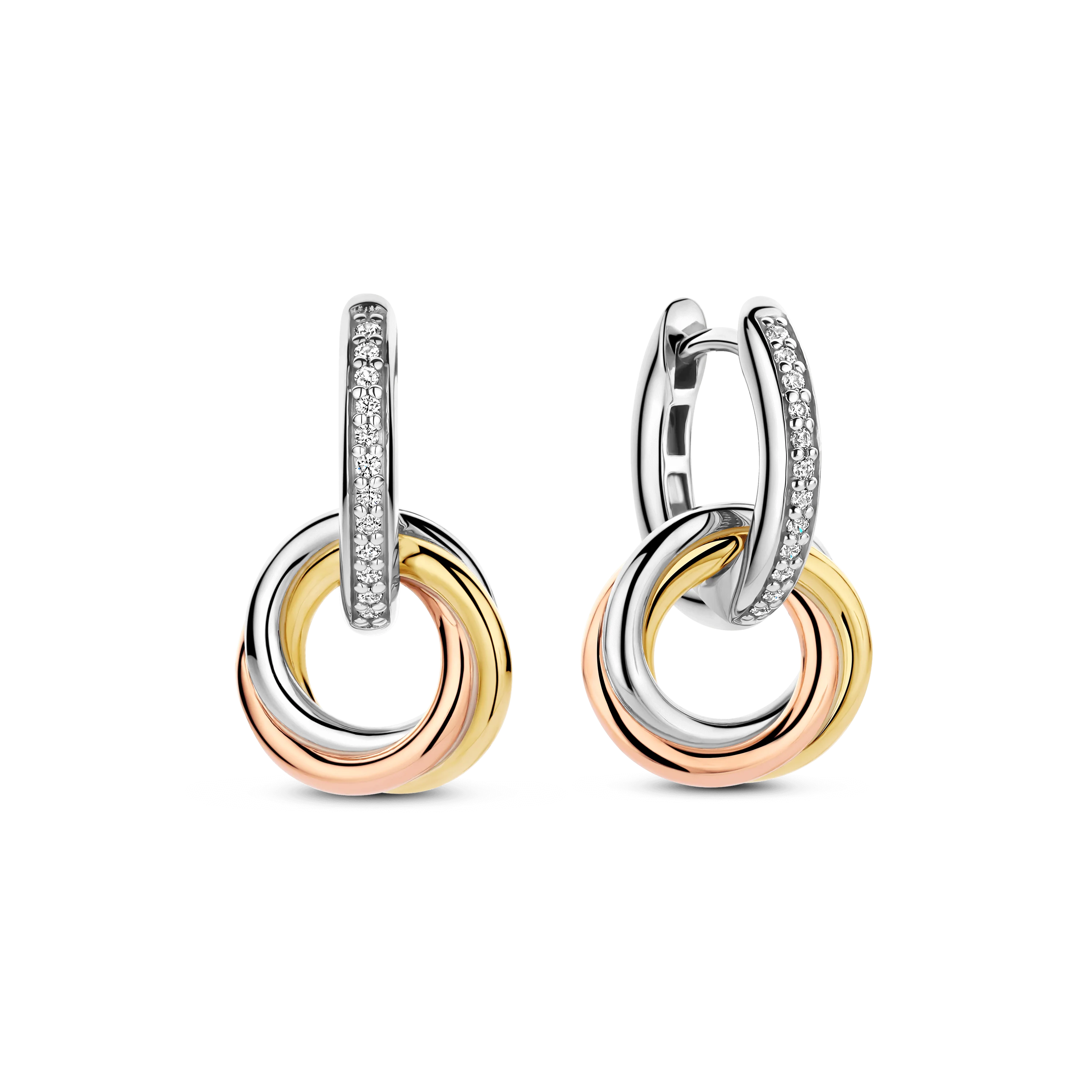 Tricolor Zirkonia Crossover Cirkel Hoops