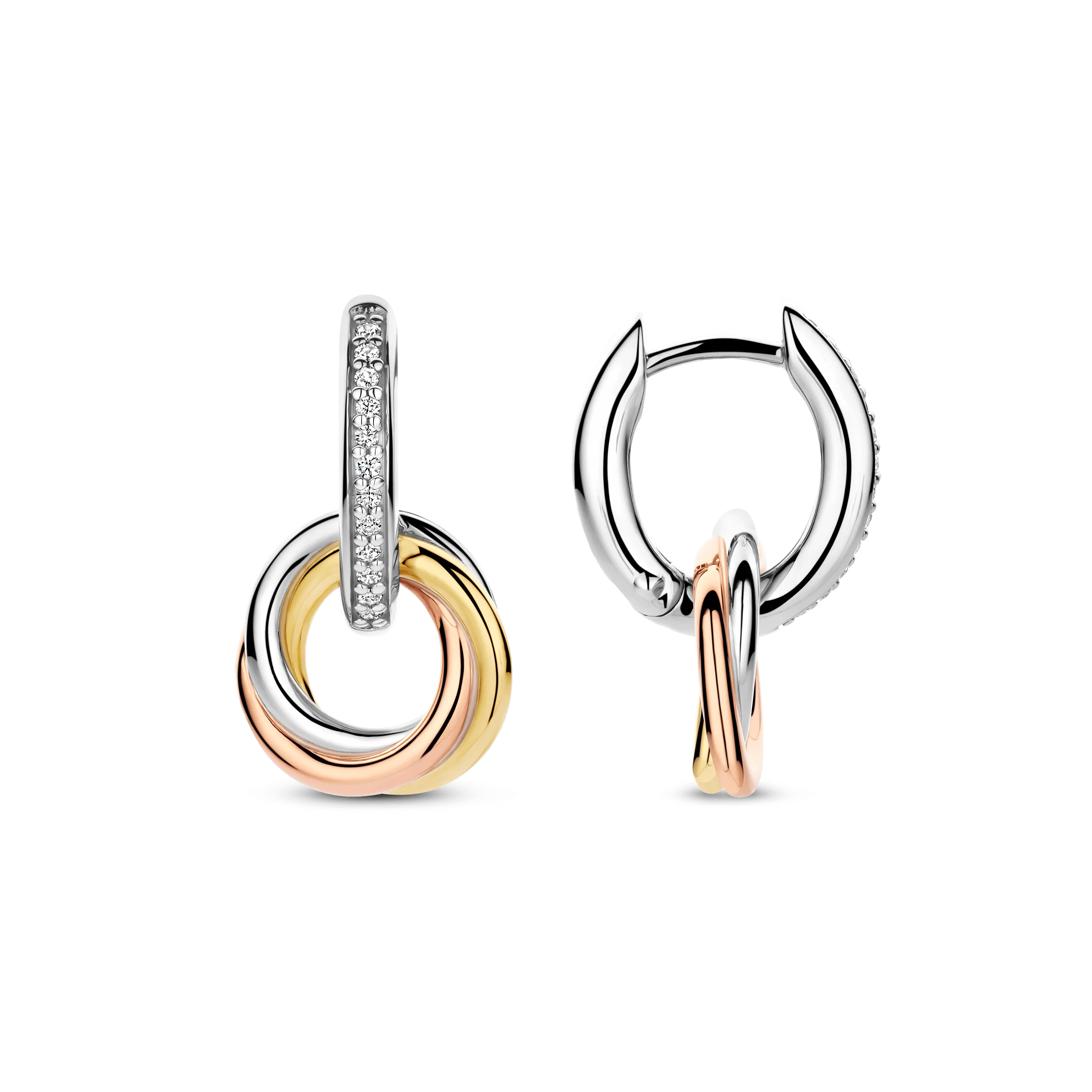 Tricolor Zirkonia Crossover Cirkel Hoops - Image 3