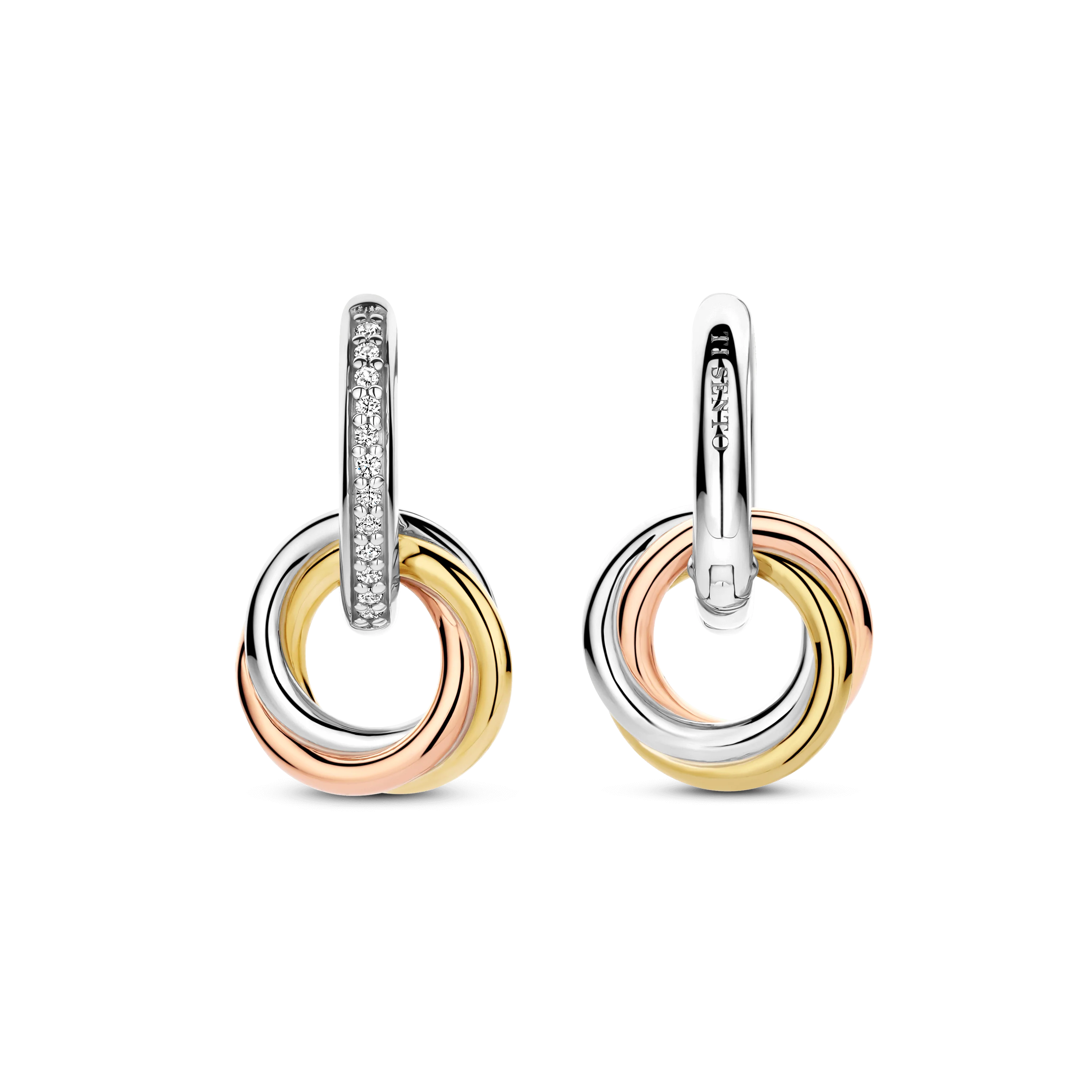 Tricolor Zirkonia Crossover Cirkel Hoops - Image 4
