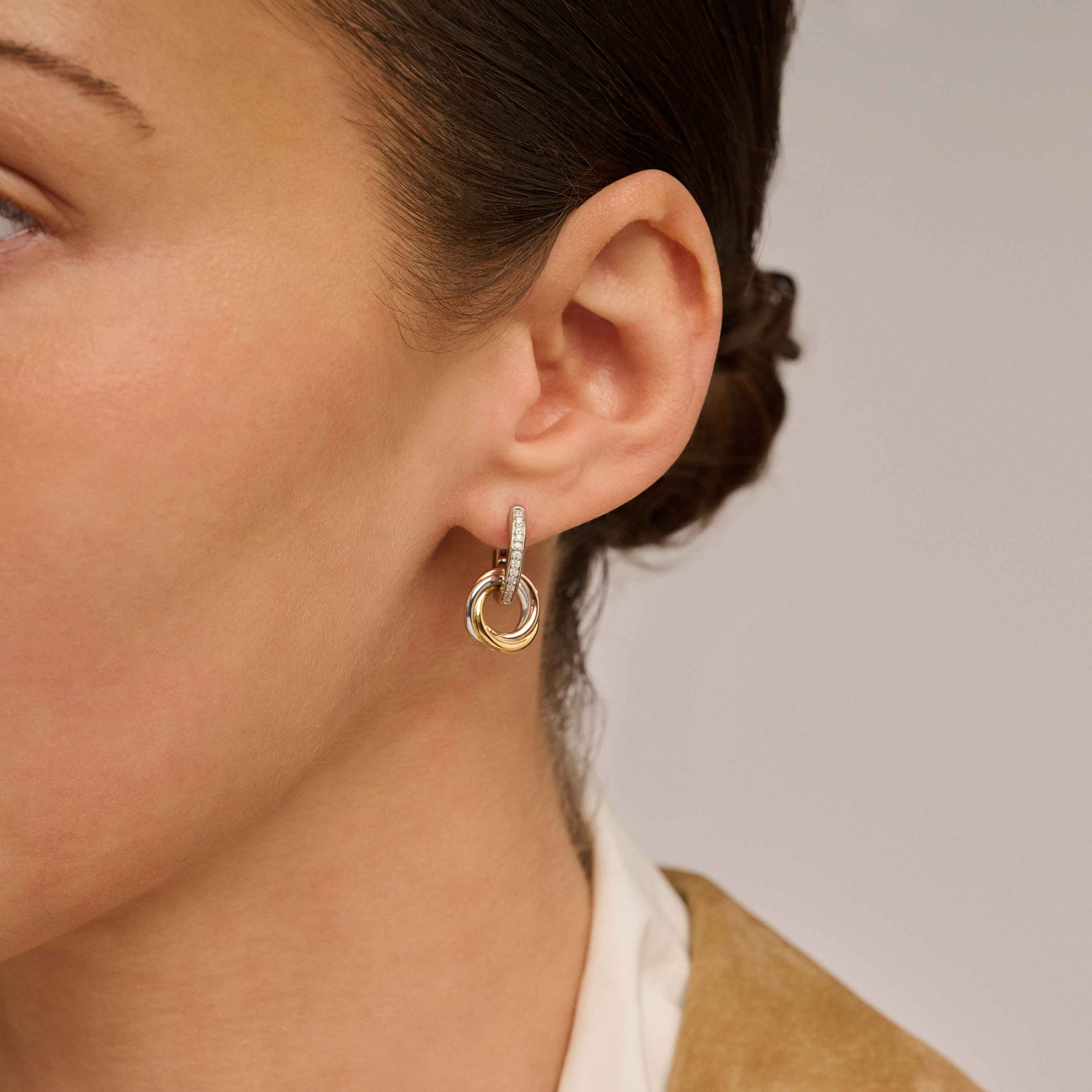 Tricolor Zirkonia Crossover Cirkel Hoops - Image 8