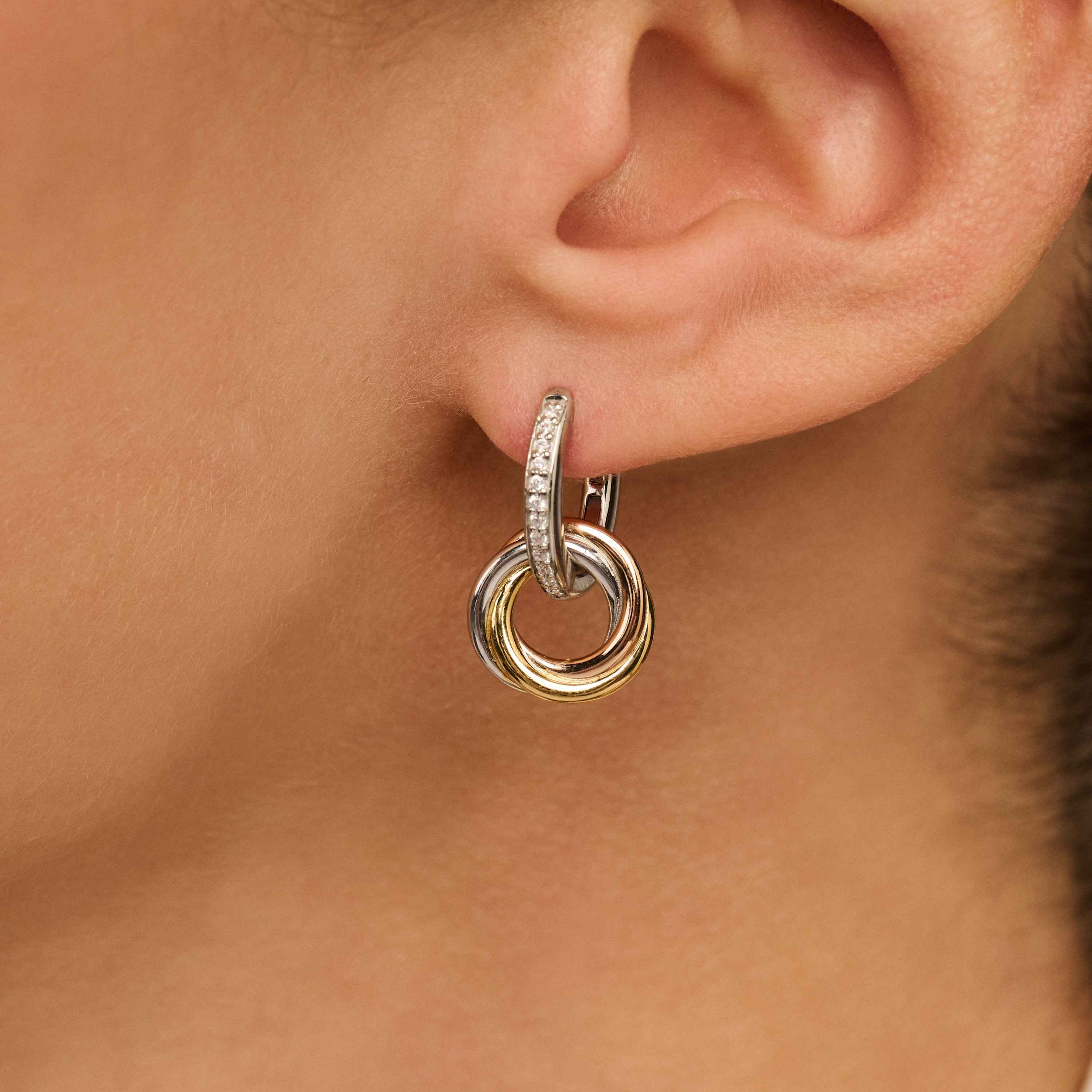 Tricolor Zirkonia Crossover Cirkel Hoops - Image 9
