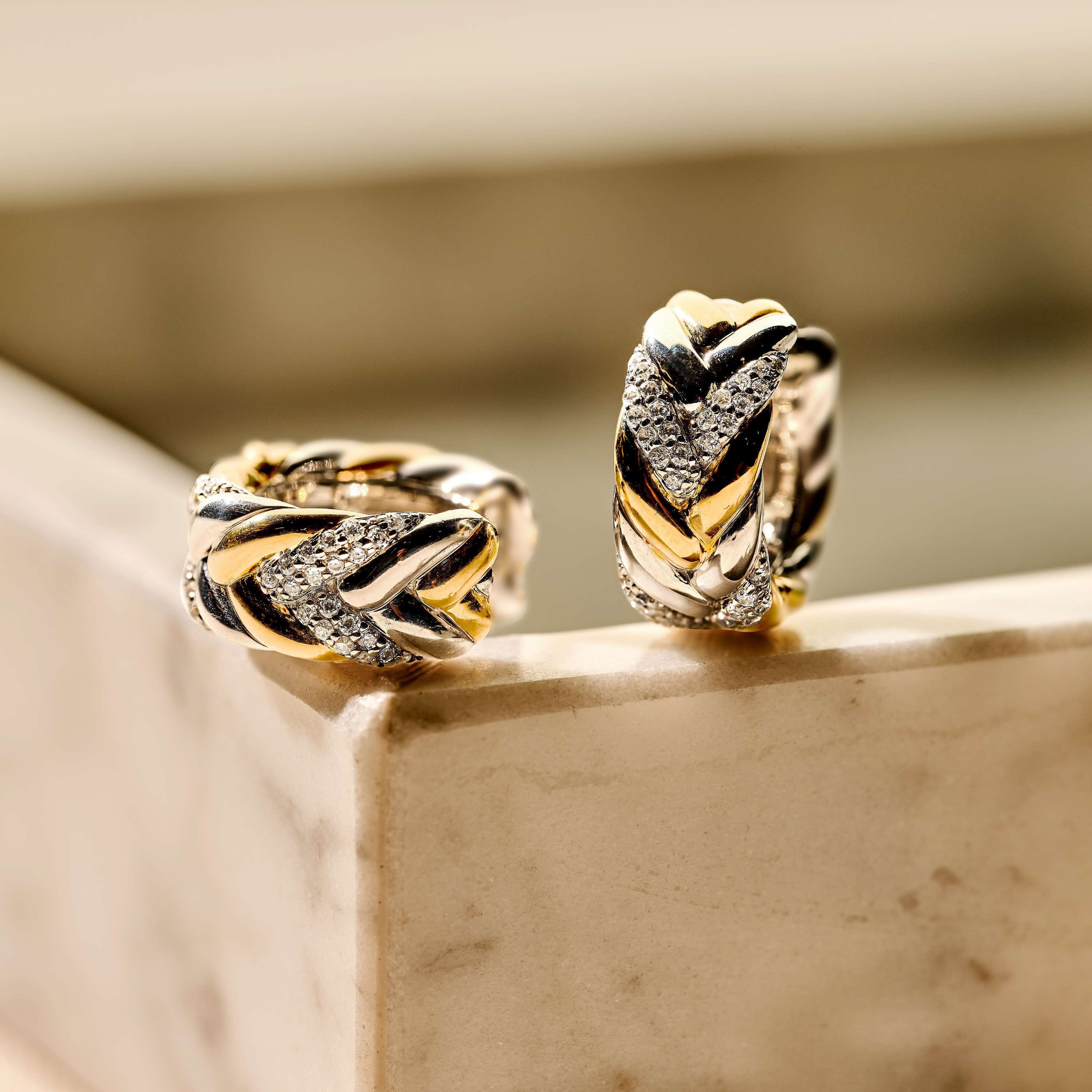 Vintage Zirkonia Schakel Hoops - Image 9