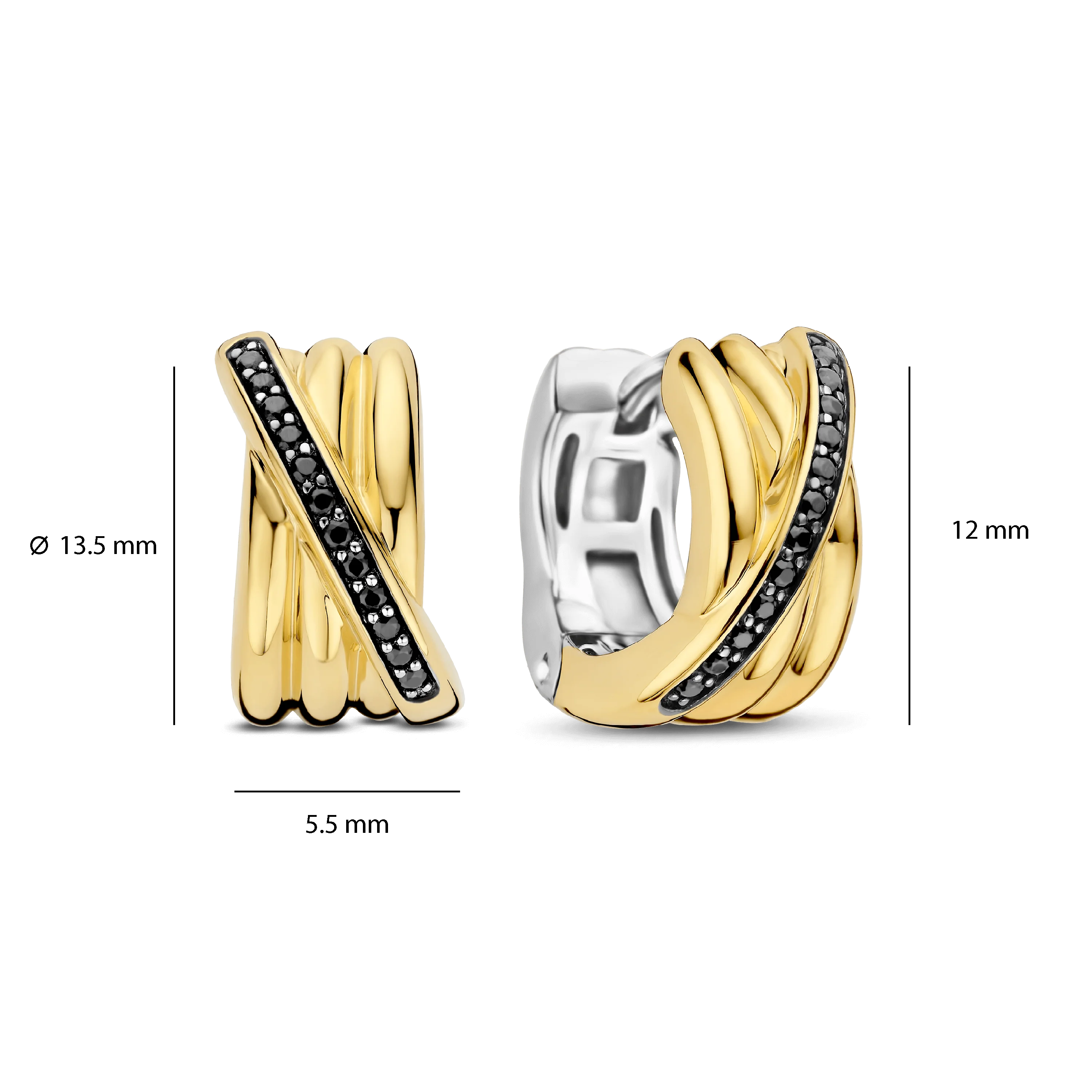 Zwarte Zirkonia Crossover Hoops - Image 3