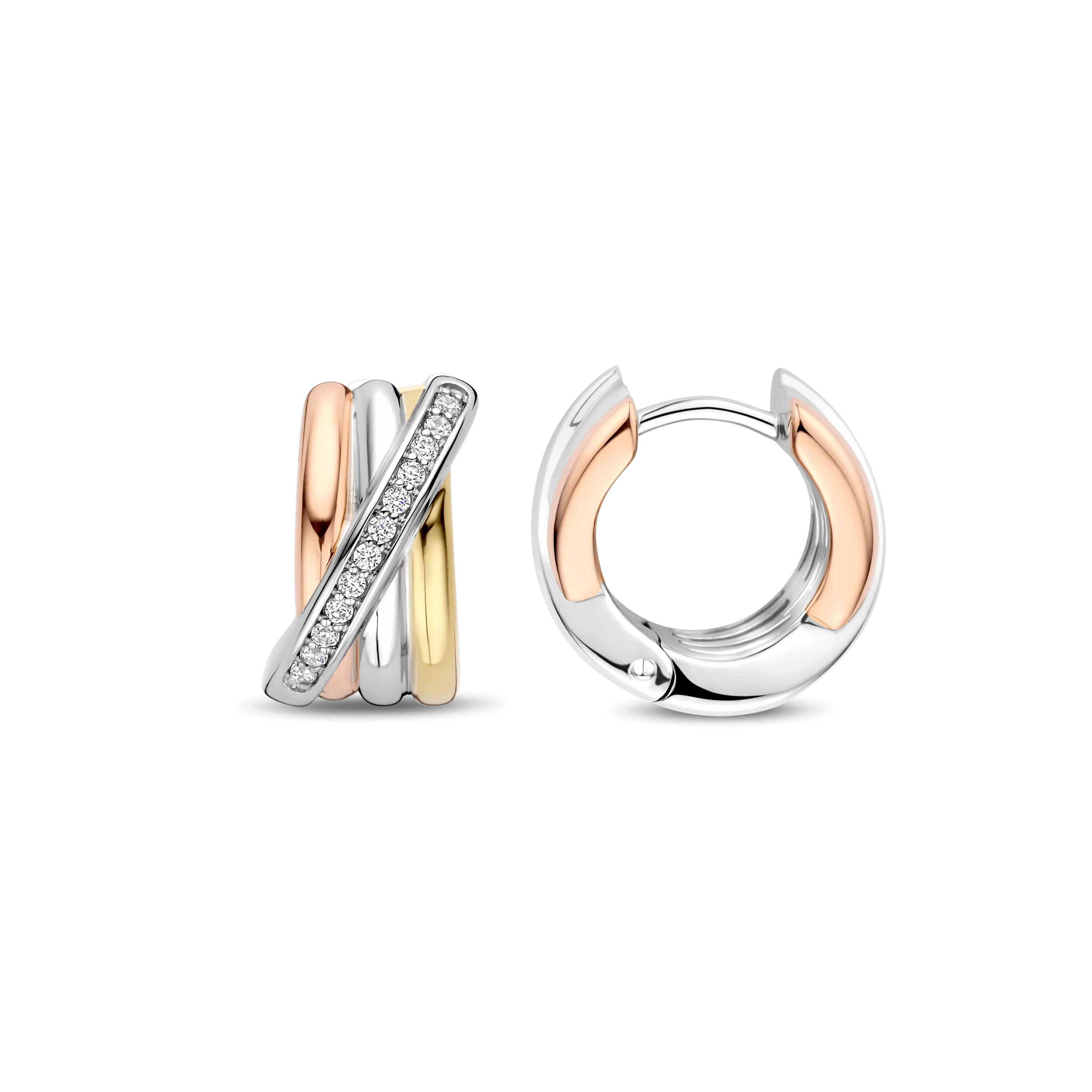 Tricolor Zirkonia Crossover Hoops - Image 3