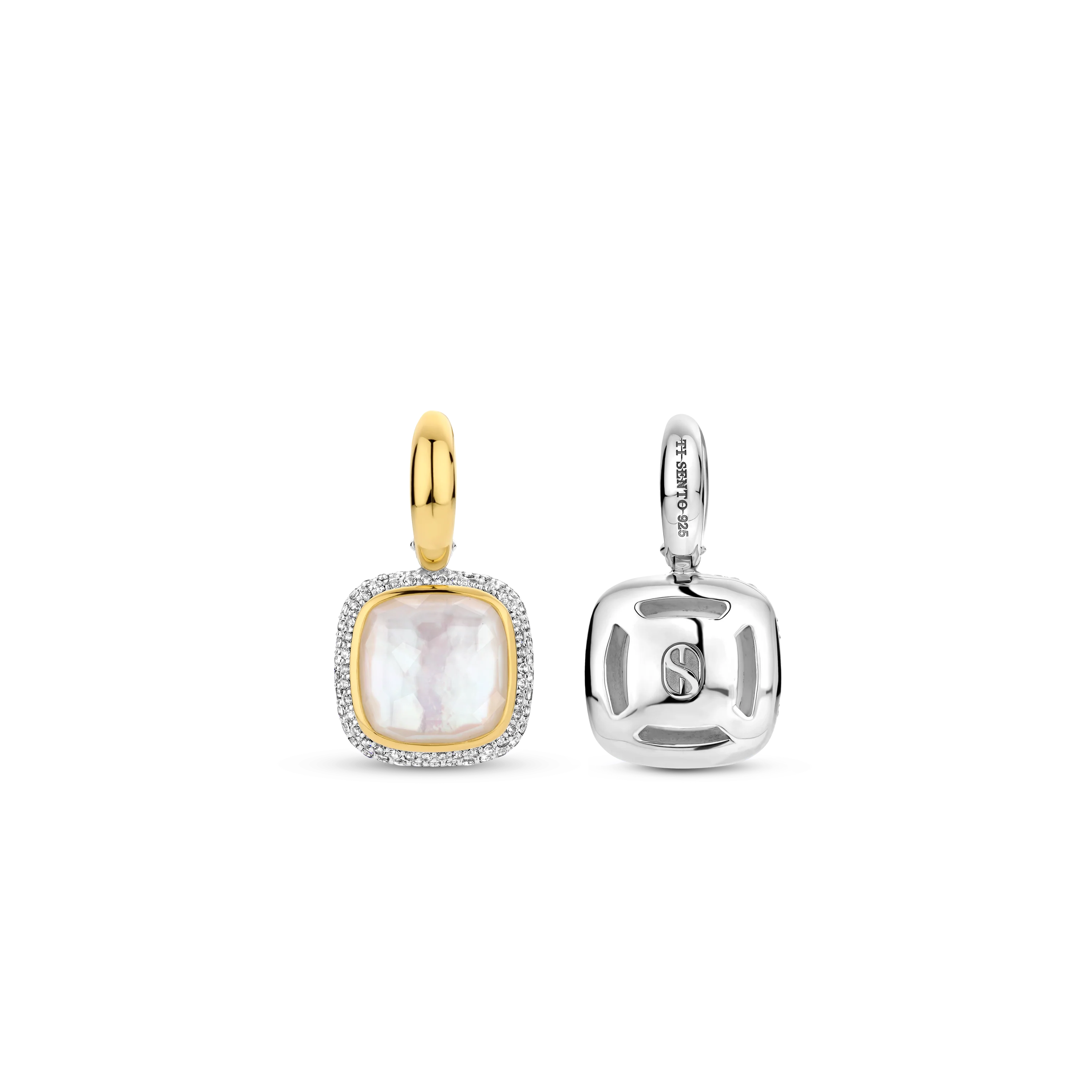 Zirkonia Cushion Oorbellen met parel - Image 3