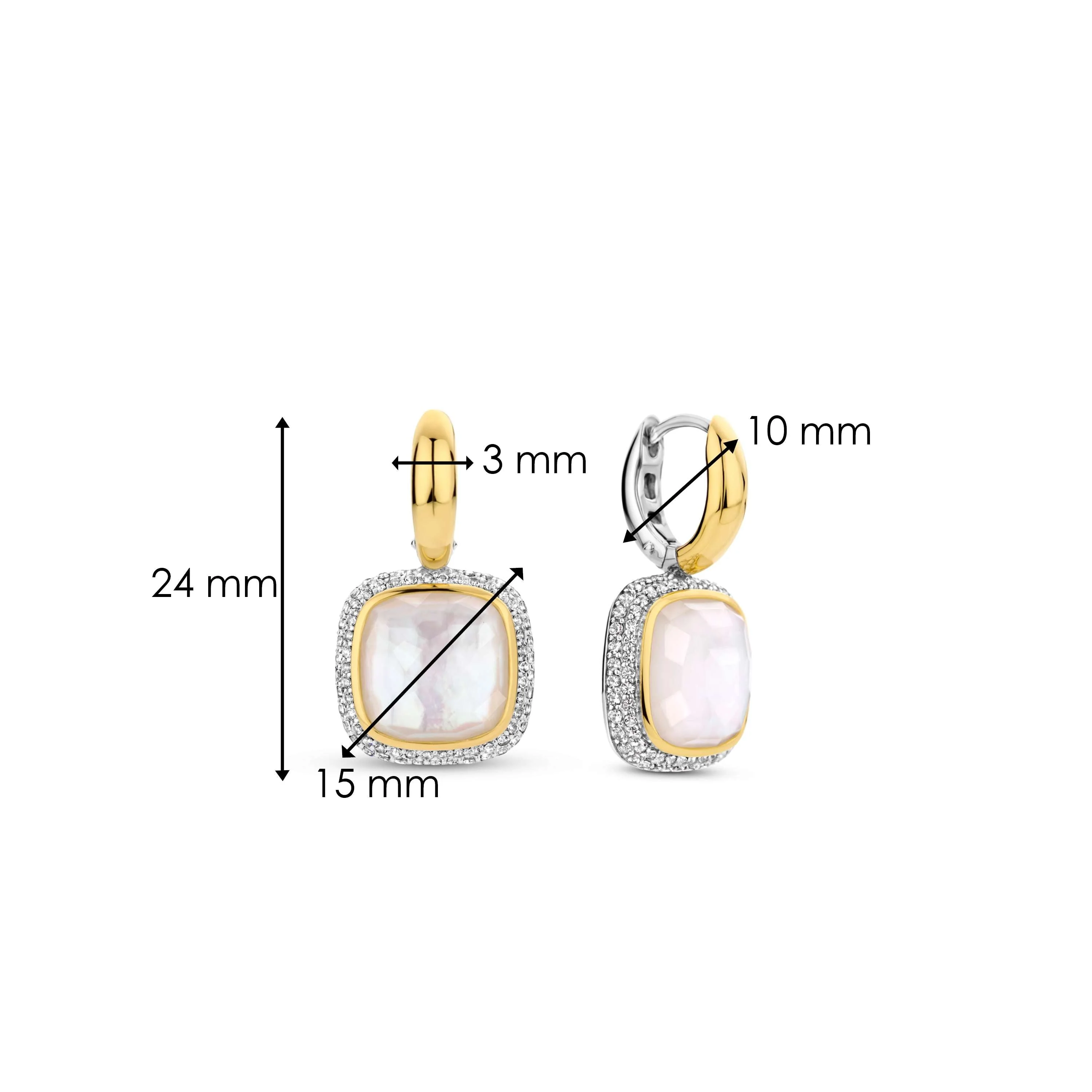 Zirkonia Cushion Oorbellen met parel - Image 6