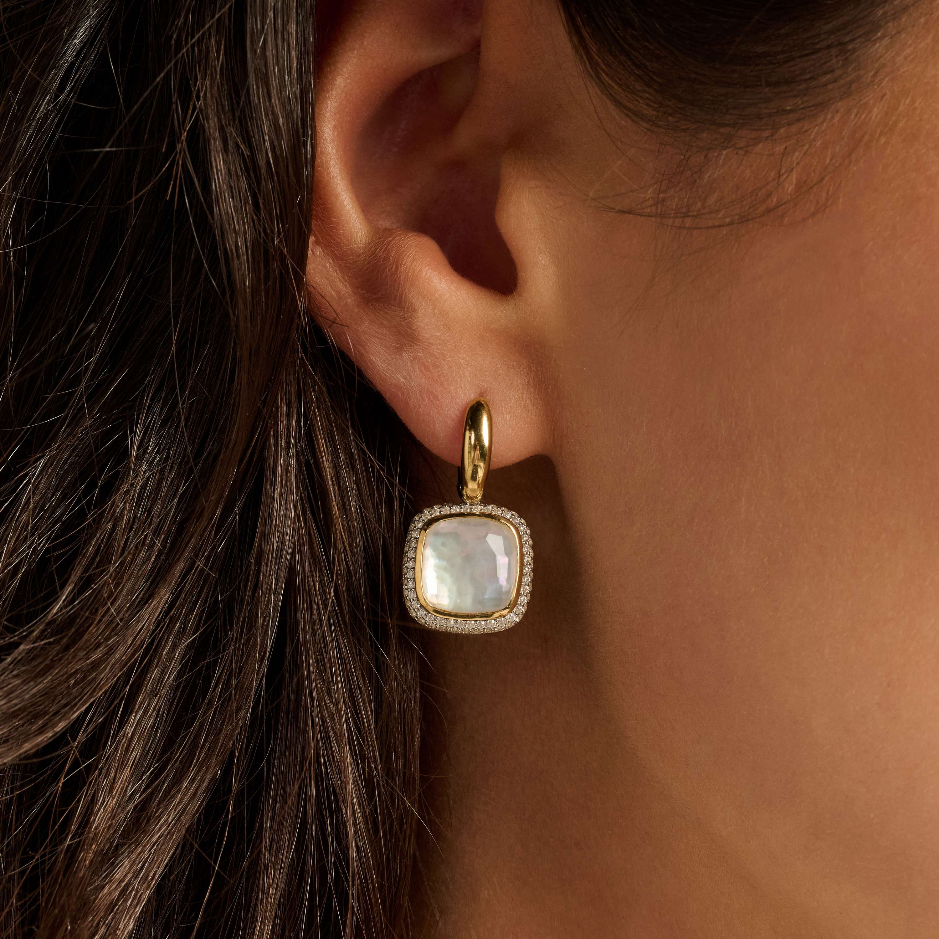 Zirkonia Cushion Oorbellen met parel - Image 8
