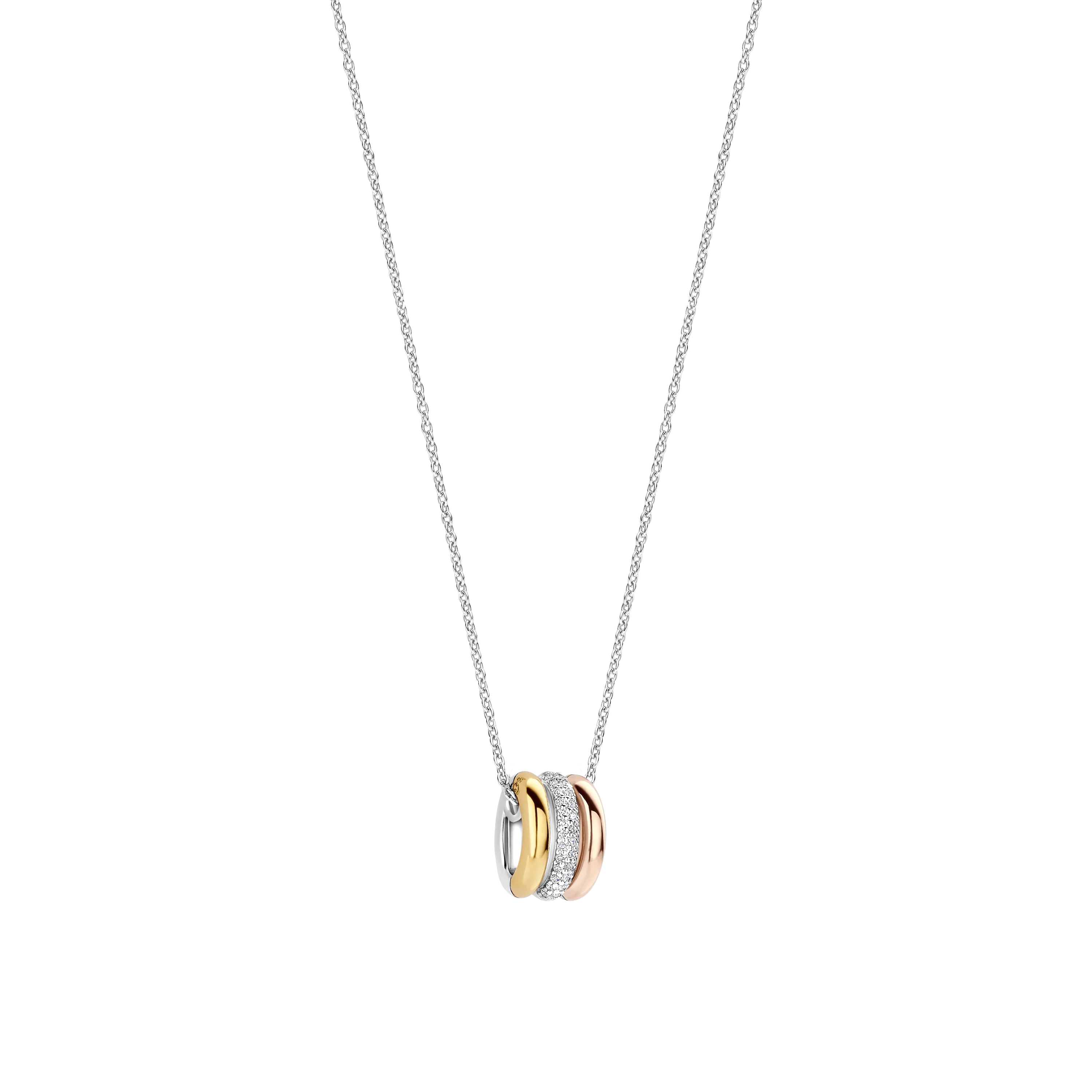 Tricolor Triple Circle Zirkonia Ketting - Image 2