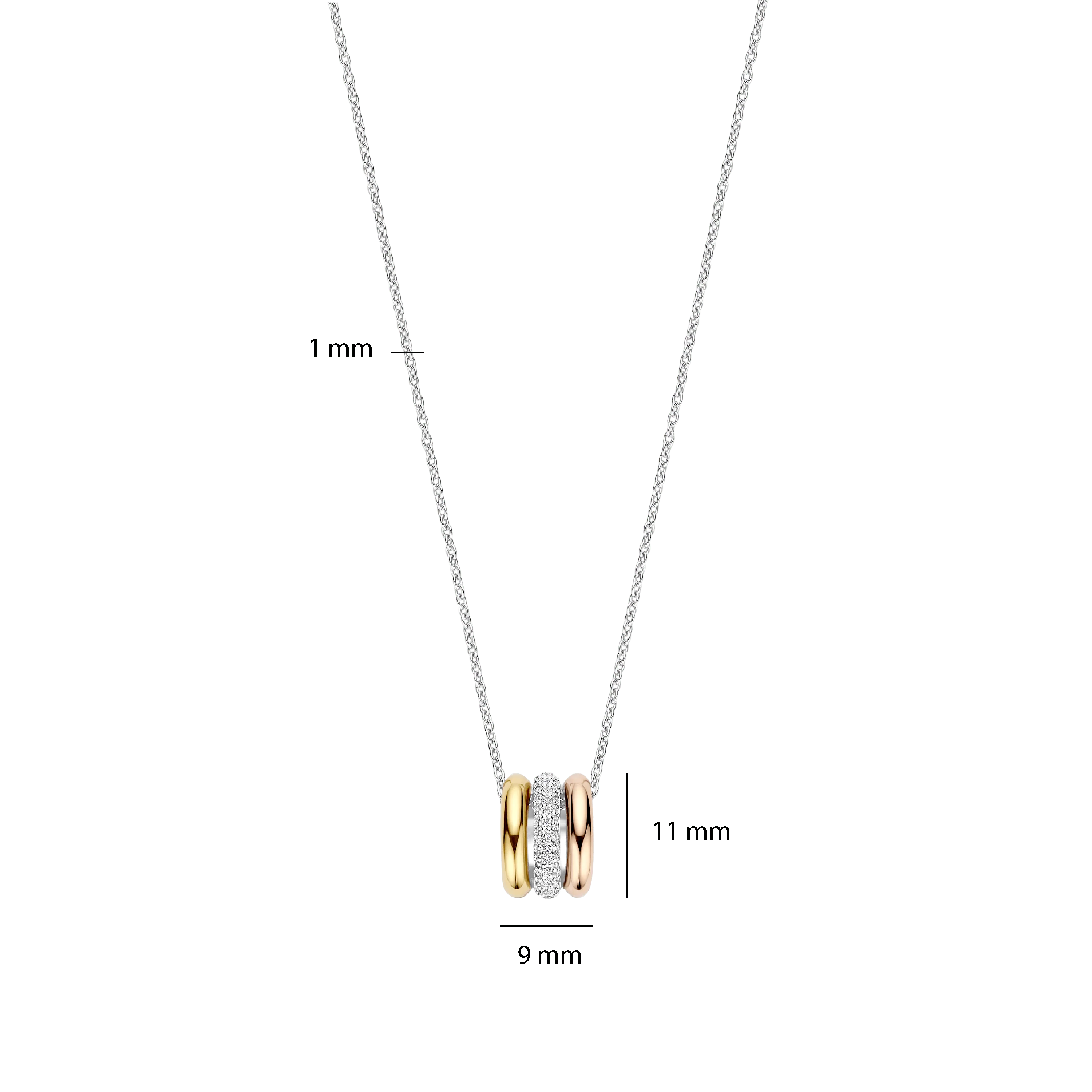 Tricolor Triple Circle Zirkonia Ketting - Image 4