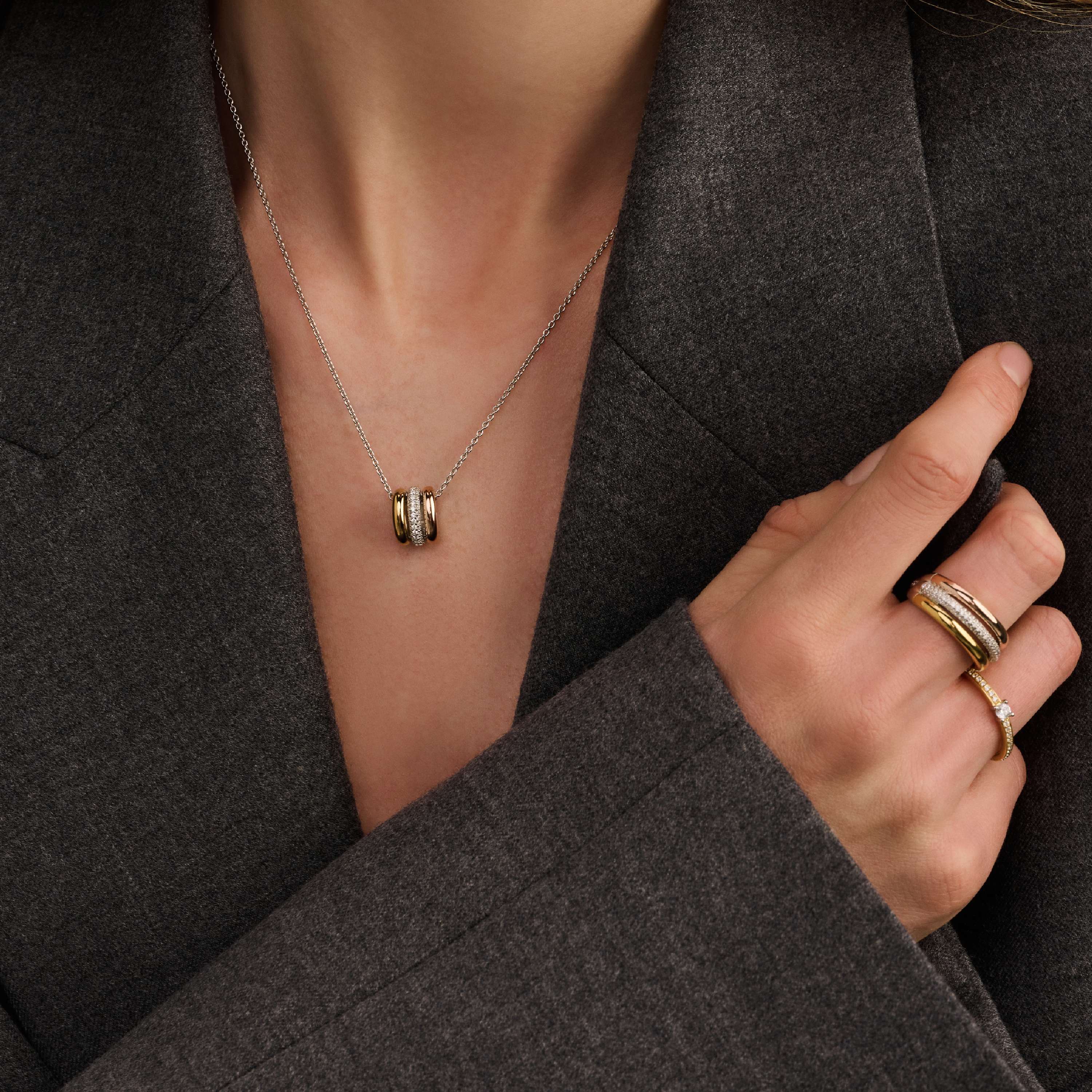 Tricolor Triple Circle Zirkonia Ketting - Image 6