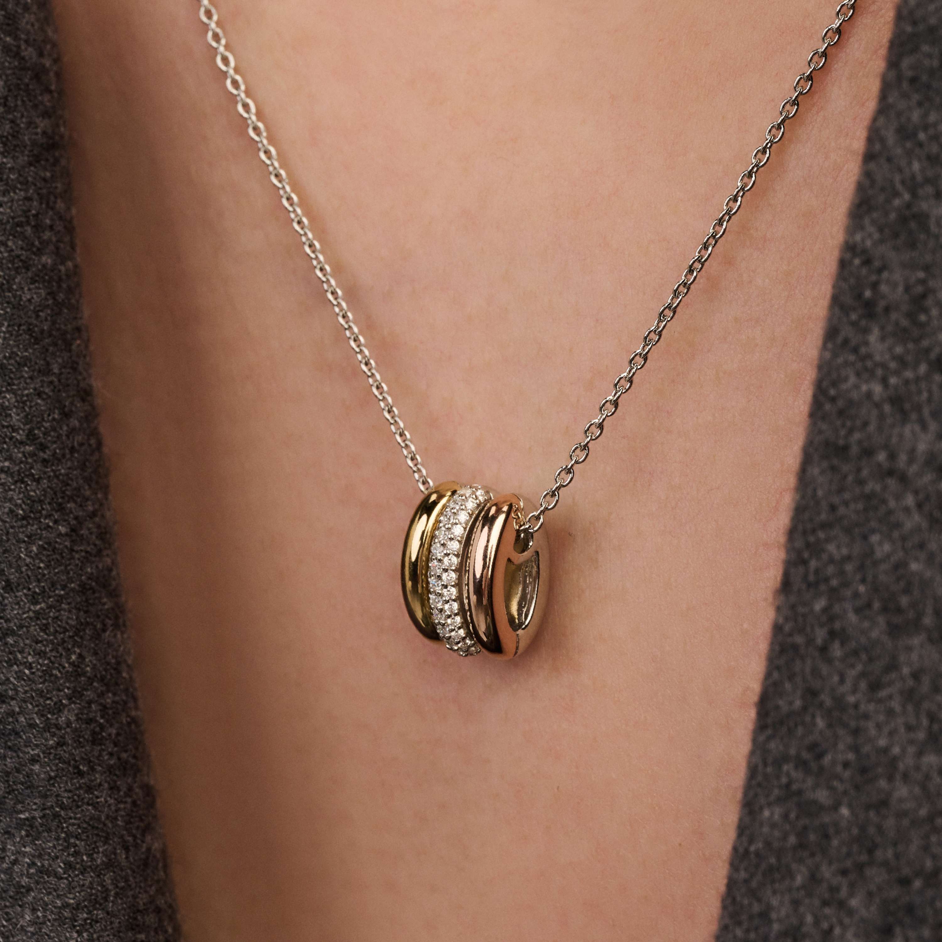 Tricolor Triple Circle Zirkonia Ketting - Image 7
