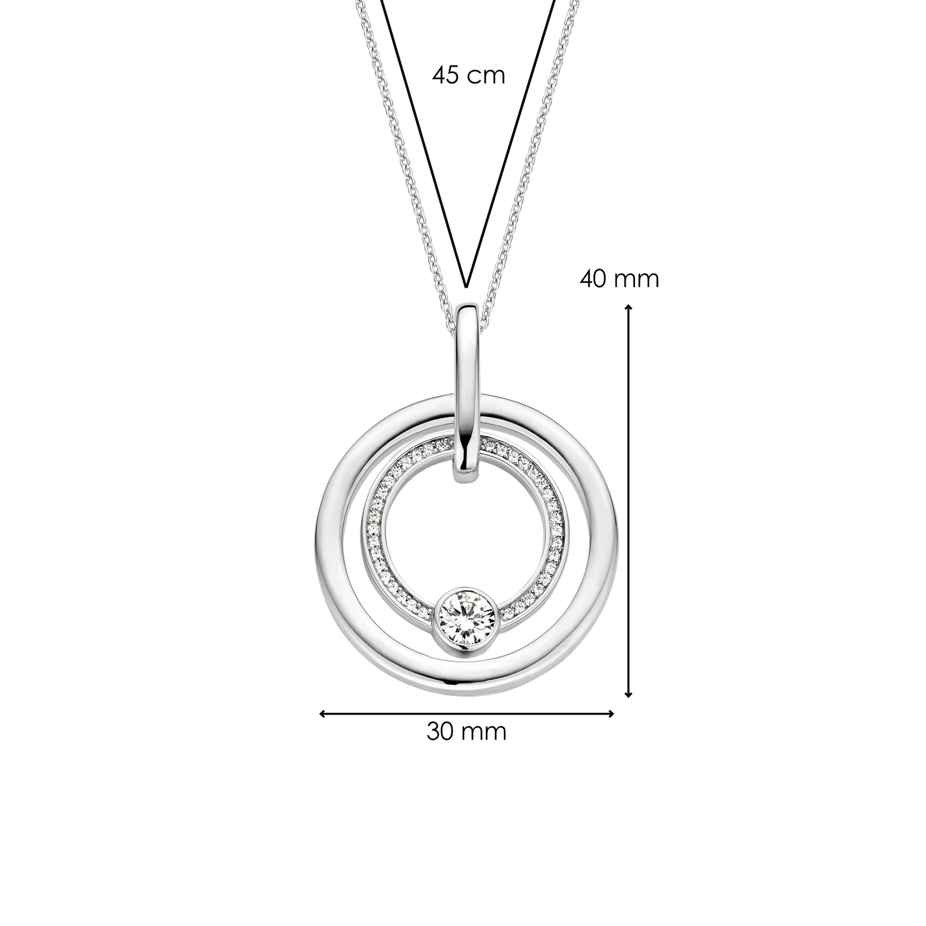 Zirkonia Cirkel Ketting met hanger - Image 3