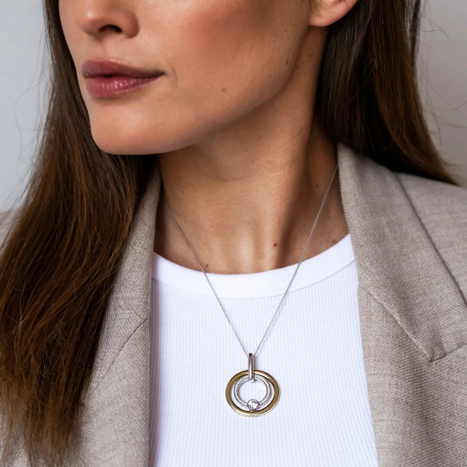 Zirkonia Cirkel Ketting met hanger - Image 3
