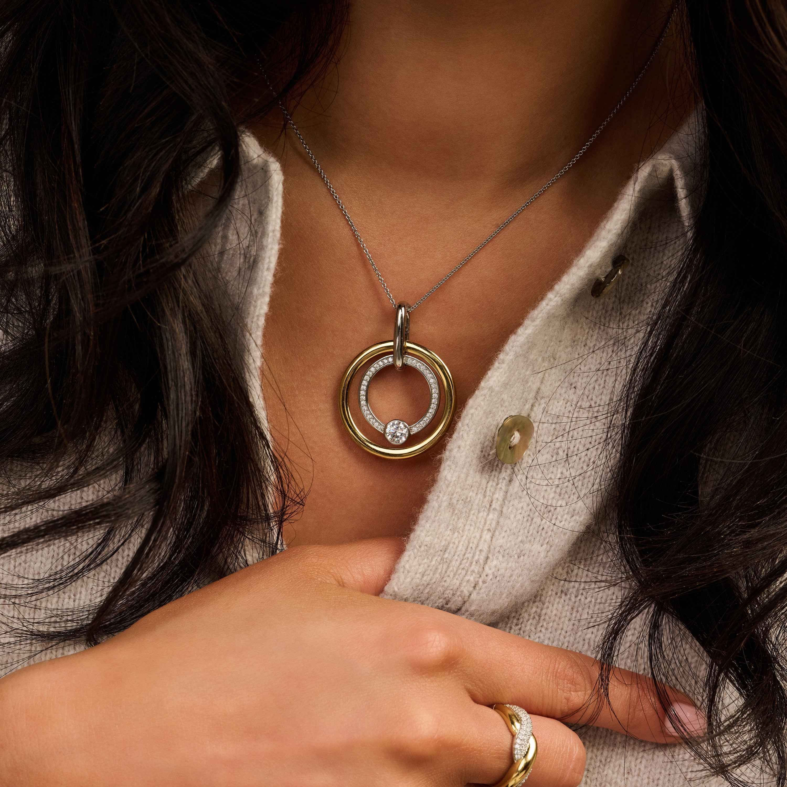 Zirkonia Cirkel Ketting met hanger - Image 6