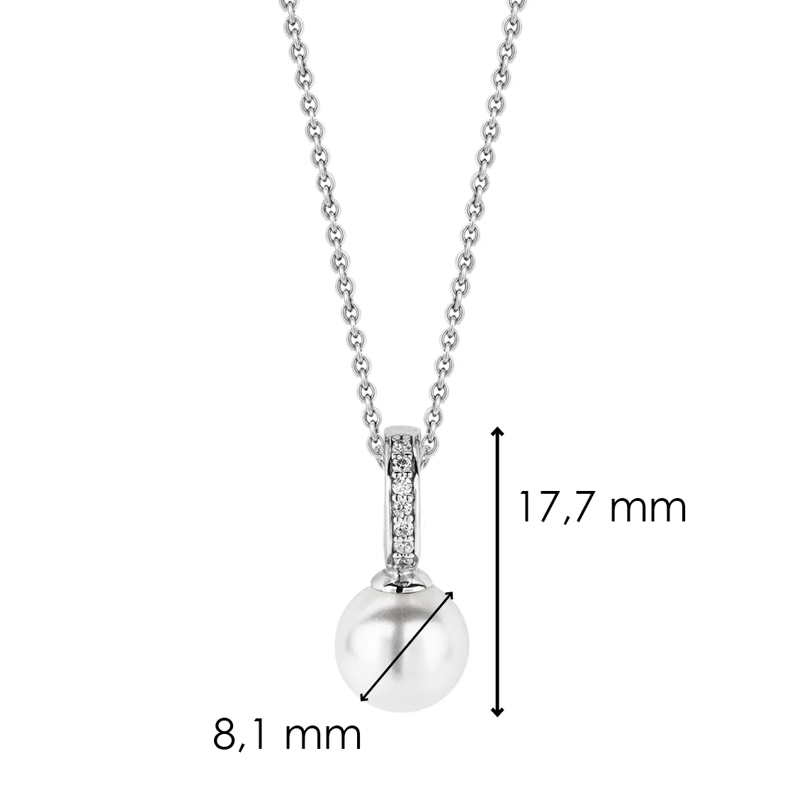 Ketting met Zirkonia Parel hanger 8mm - Image 3