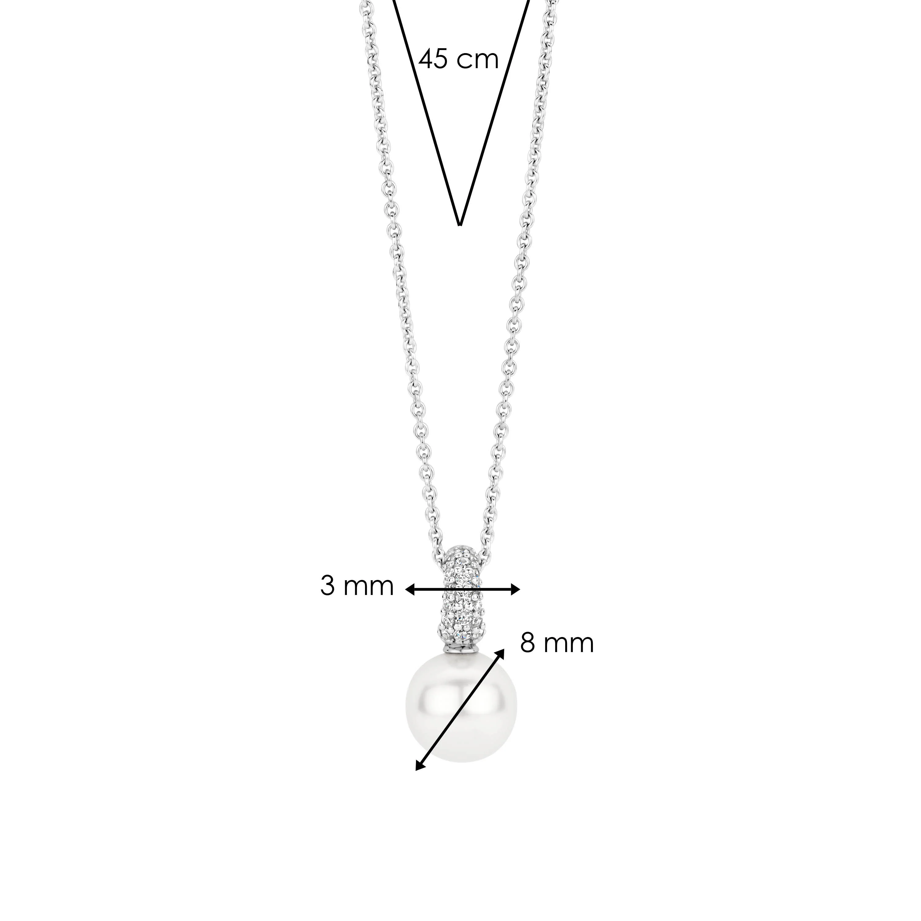 Ketting met Zirkonia Parel hanger 8mm - Image 6