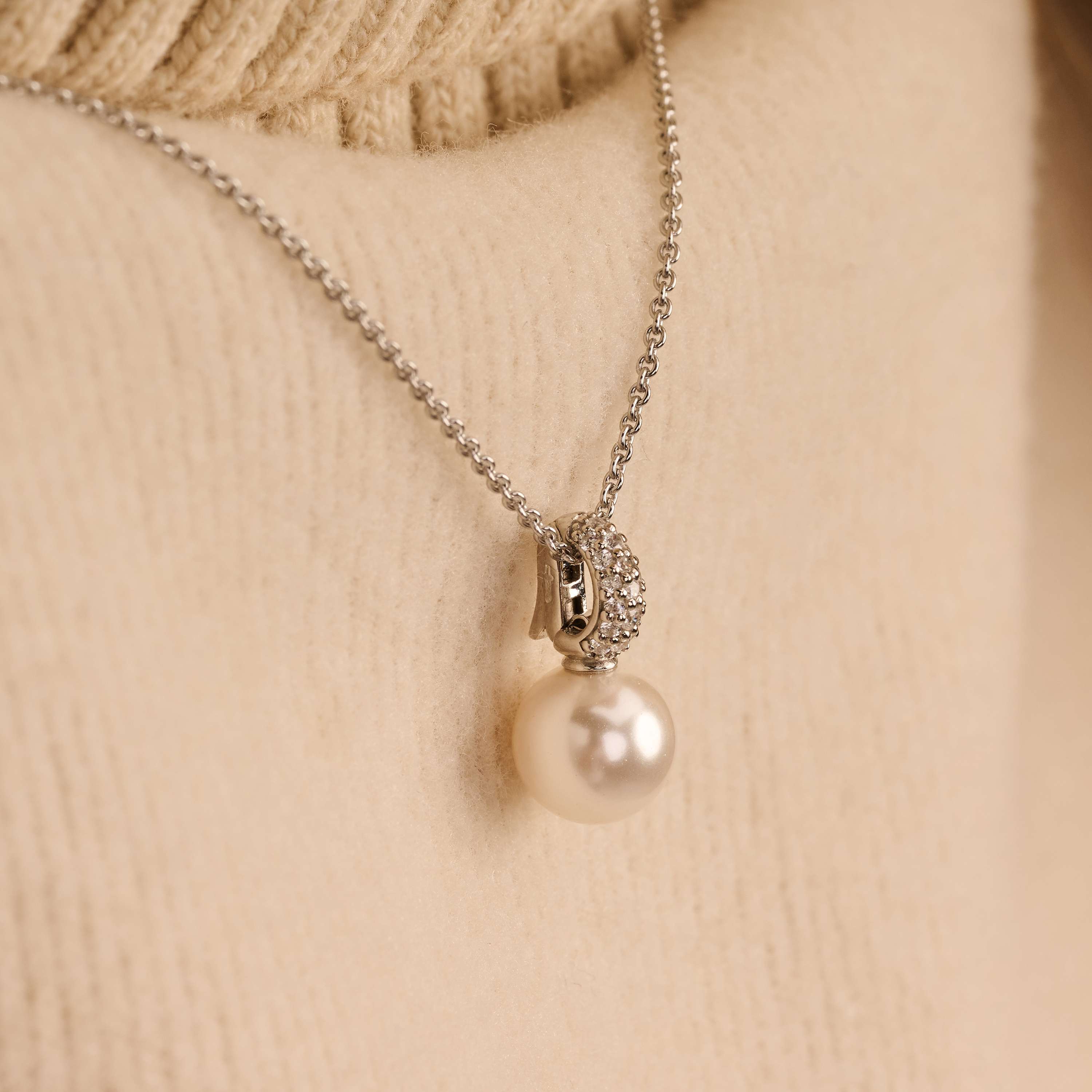 Ketting met Zirkonia Parel hanger 8mm - Image 9