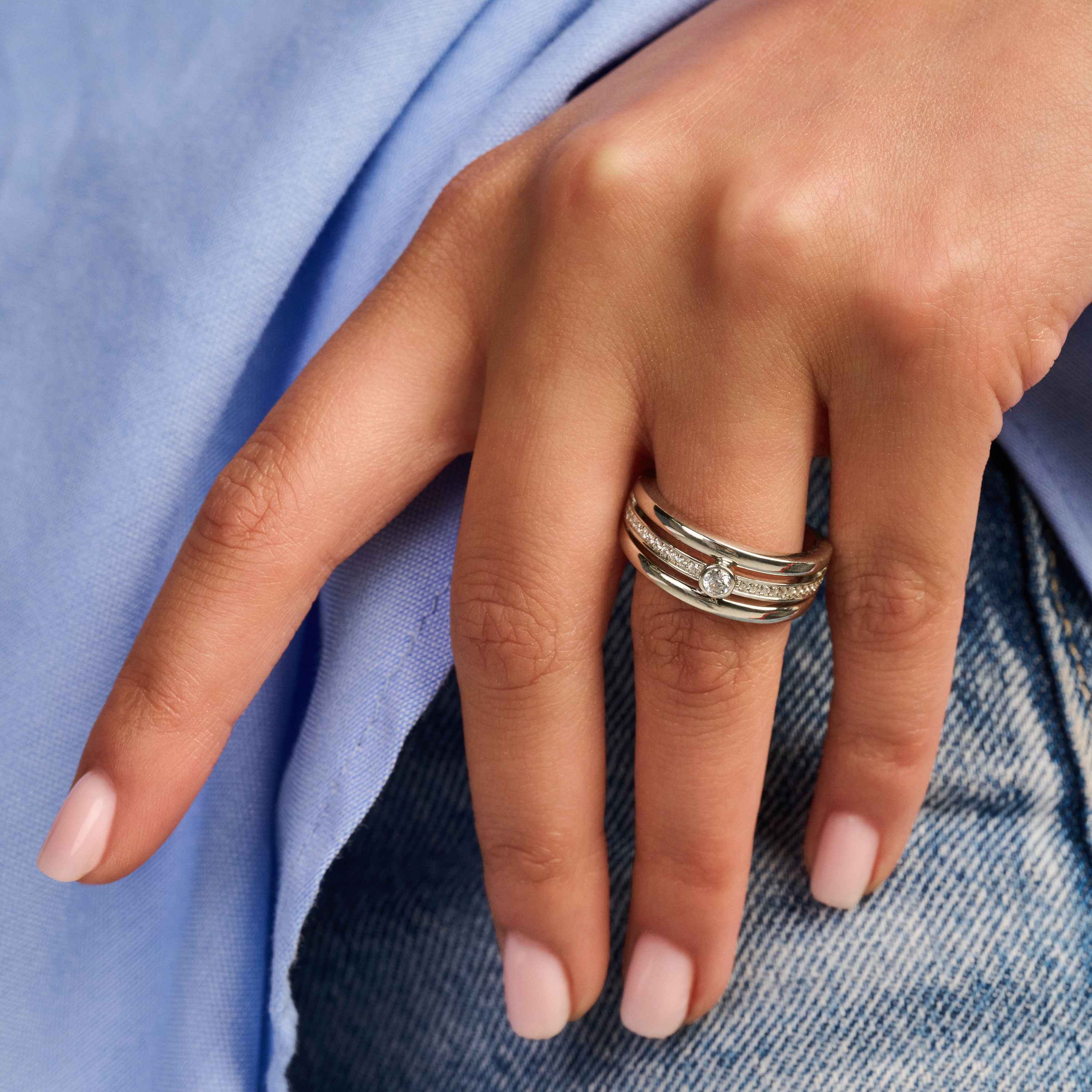 Triple Band Ring met steen - Image 11
