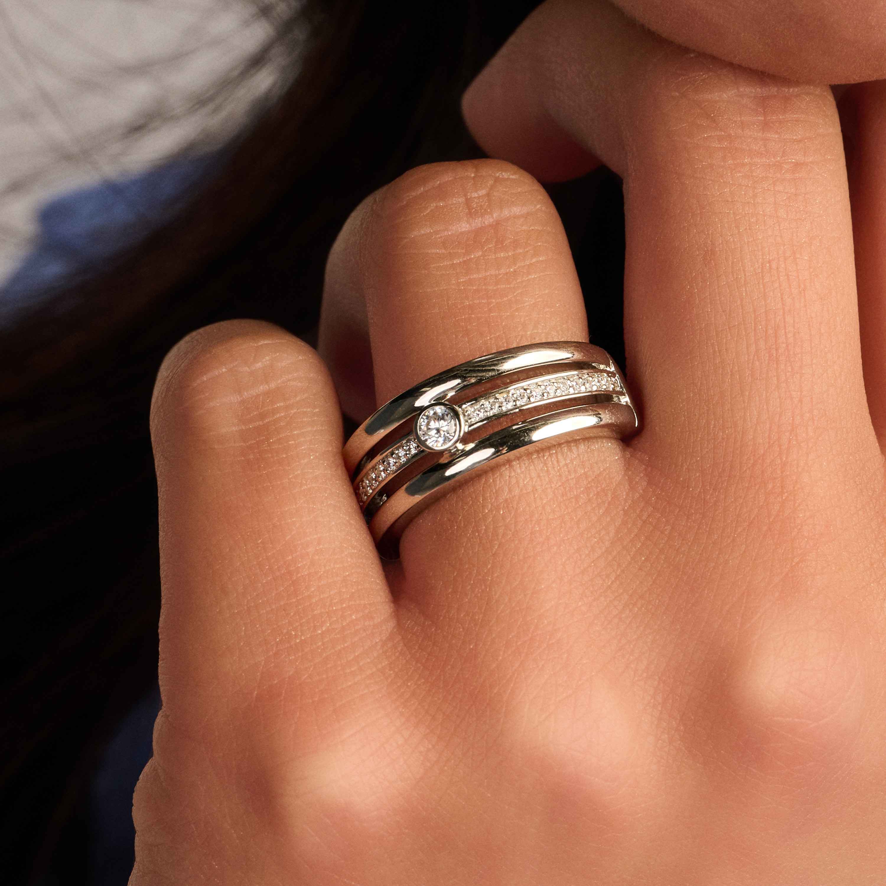Triple Band Ring met steen - Image 9