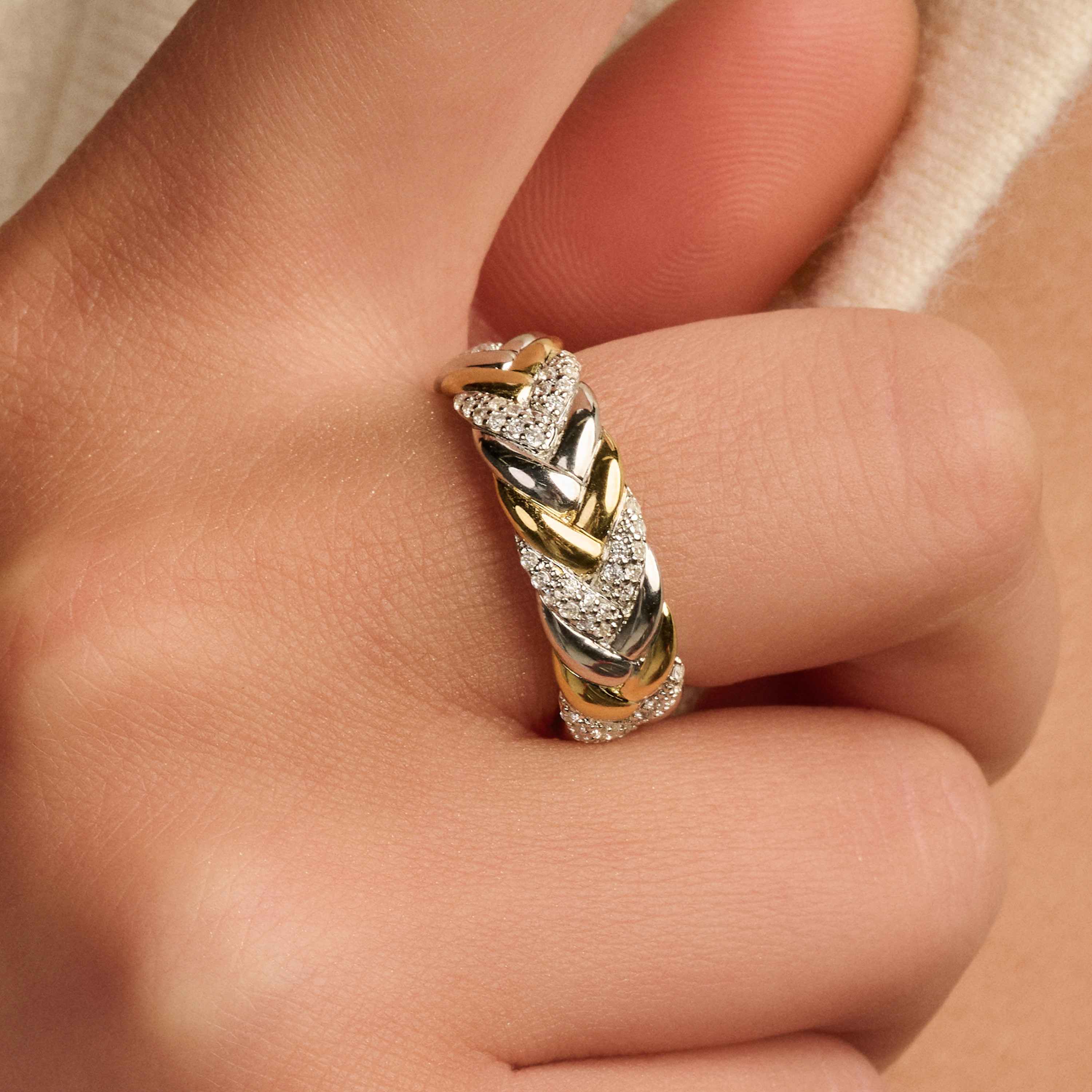 Vintage Zirkonia Schakel Ring - Image 7