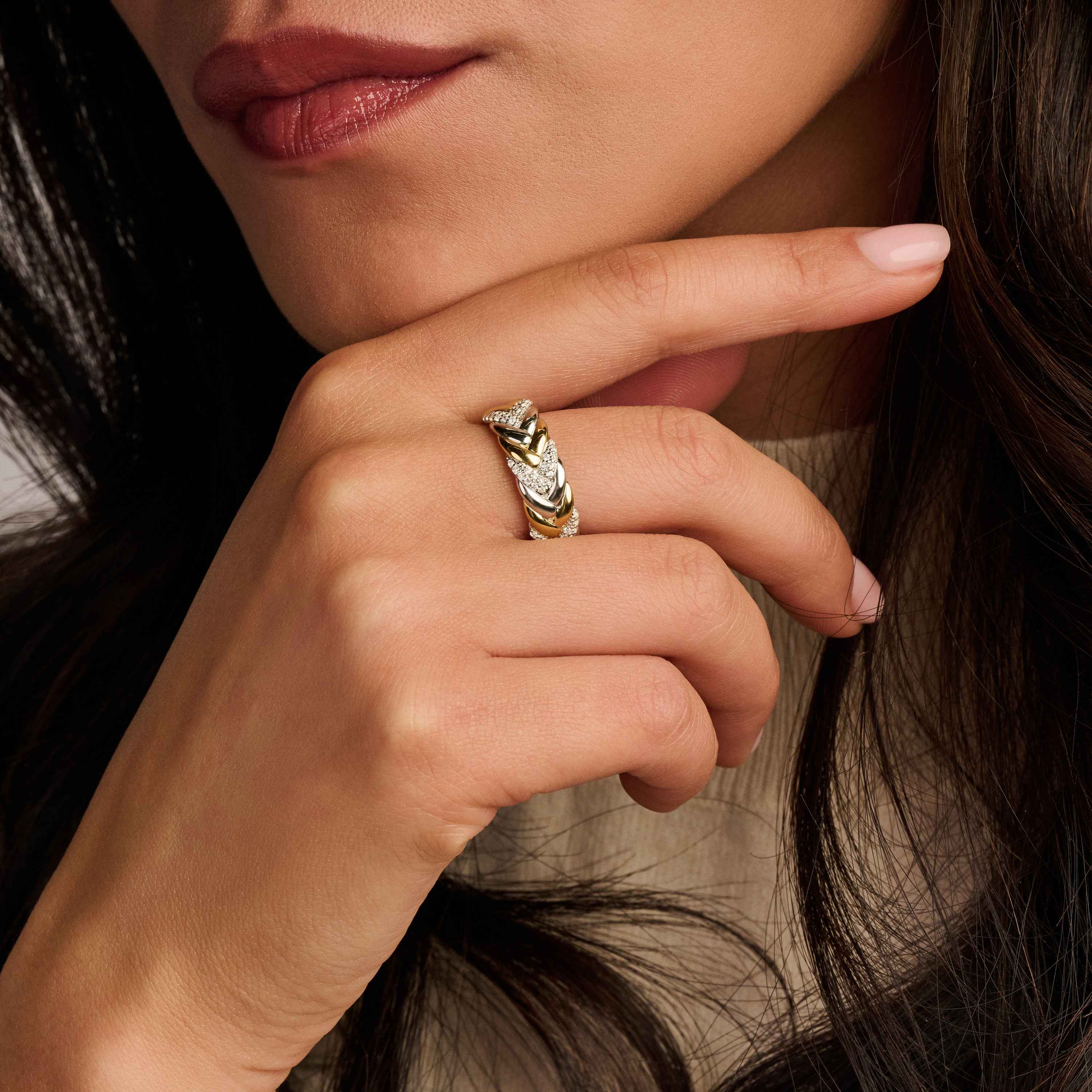 Vintage Zirkonia Schakel Ring - Image 8