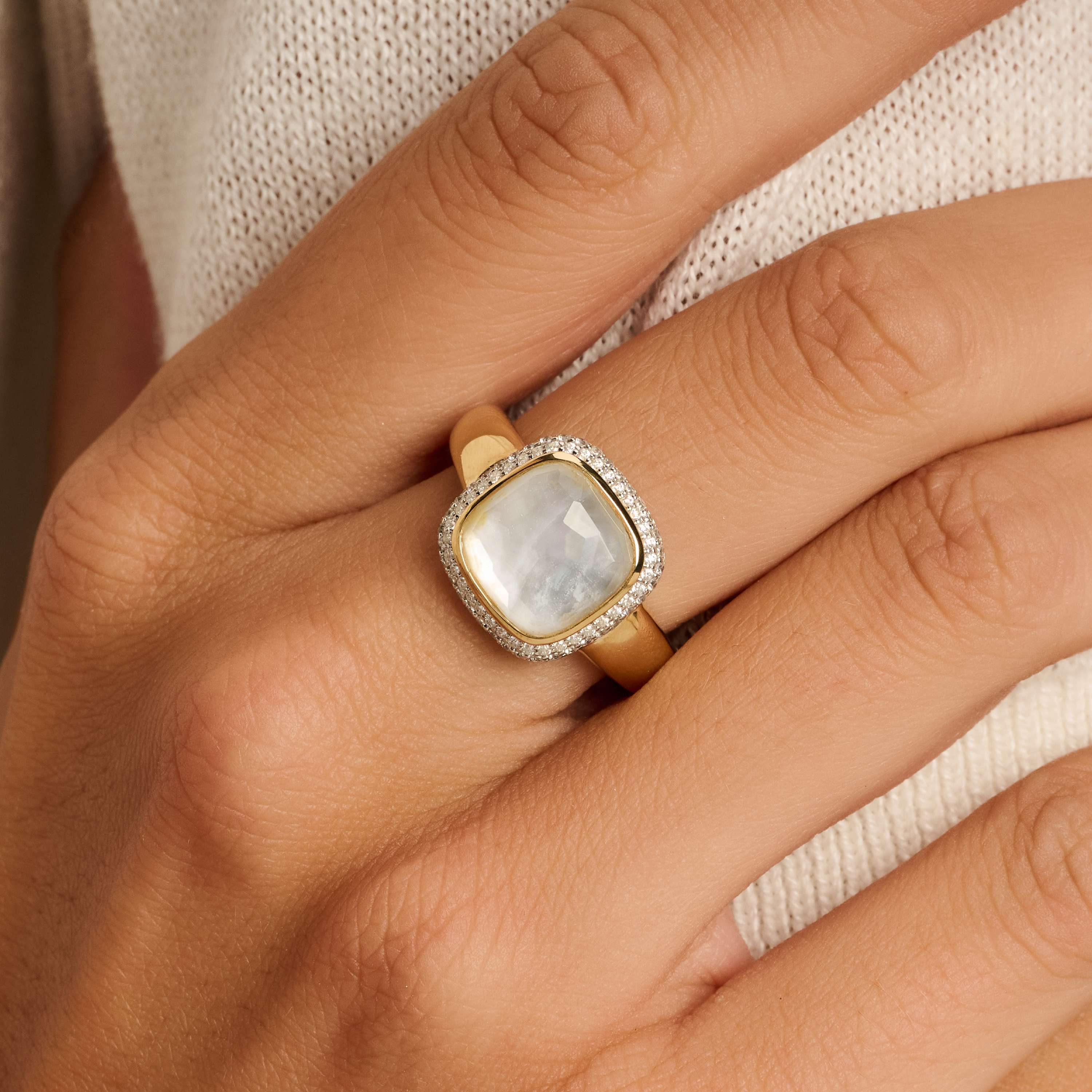 Zirkonia Cushion Ring met parel - Image 8