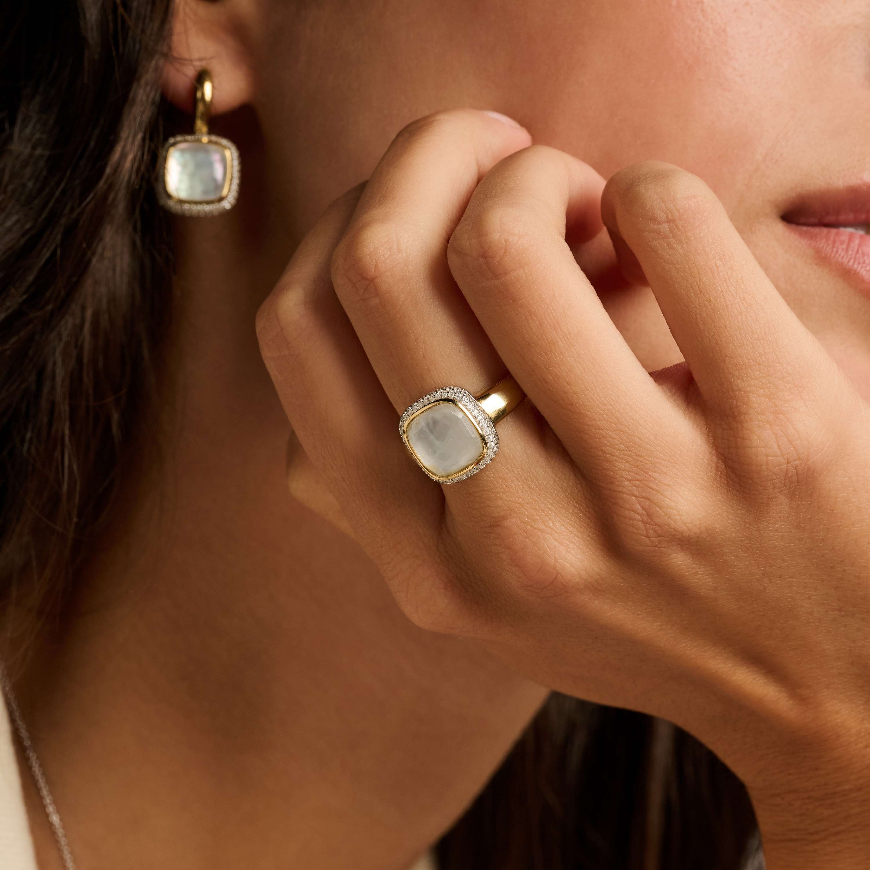 Zirkonia Cushion Ring met parel - Image 9