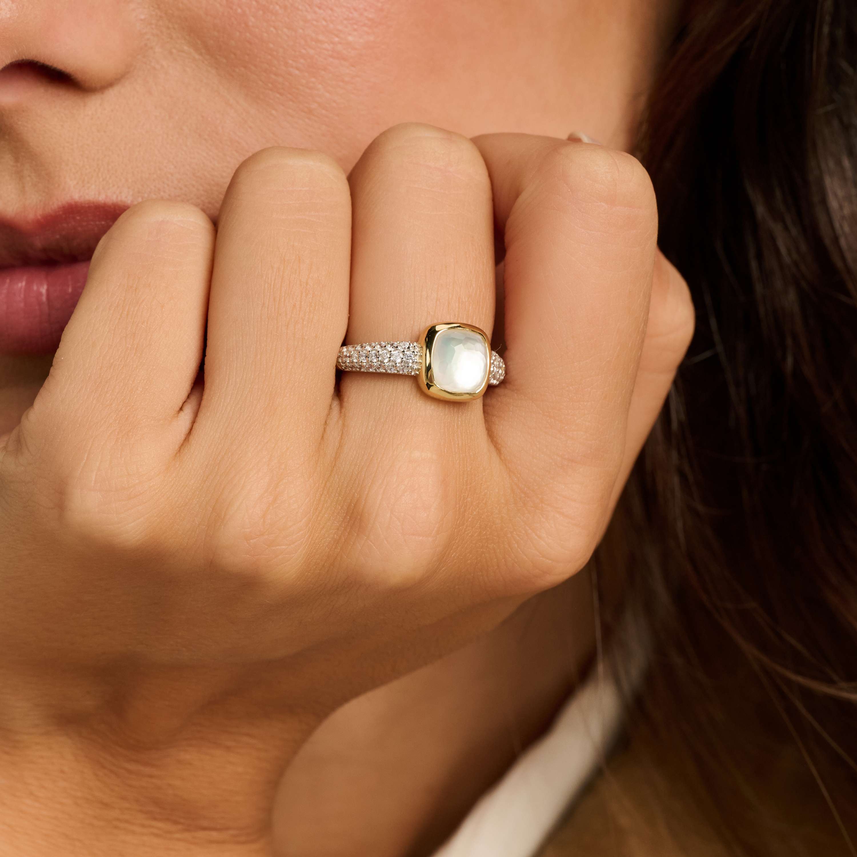 Zirkonia Cushion Ring met parel - Image 9