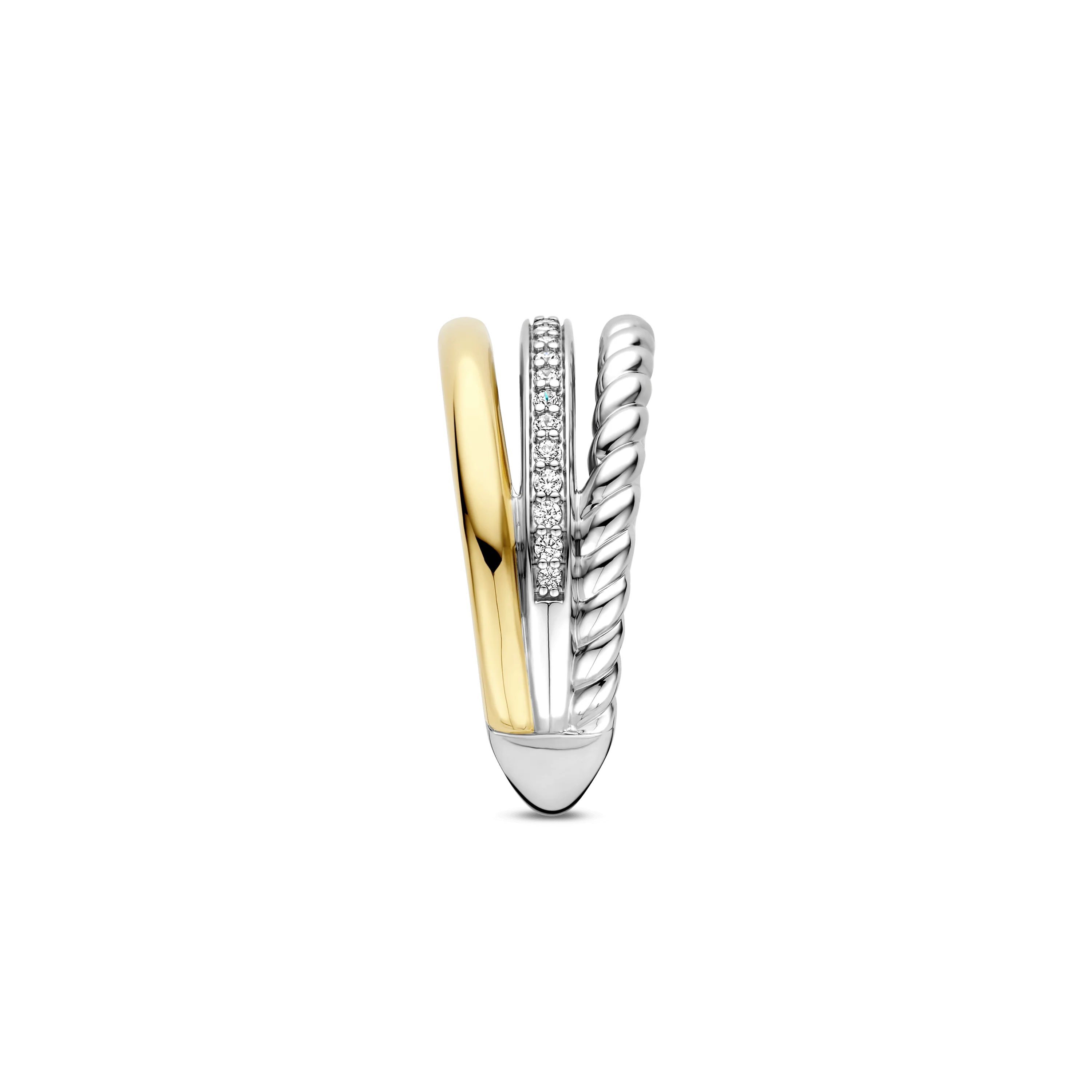 Structured Triple Band Zirkonia Ring - Image 2