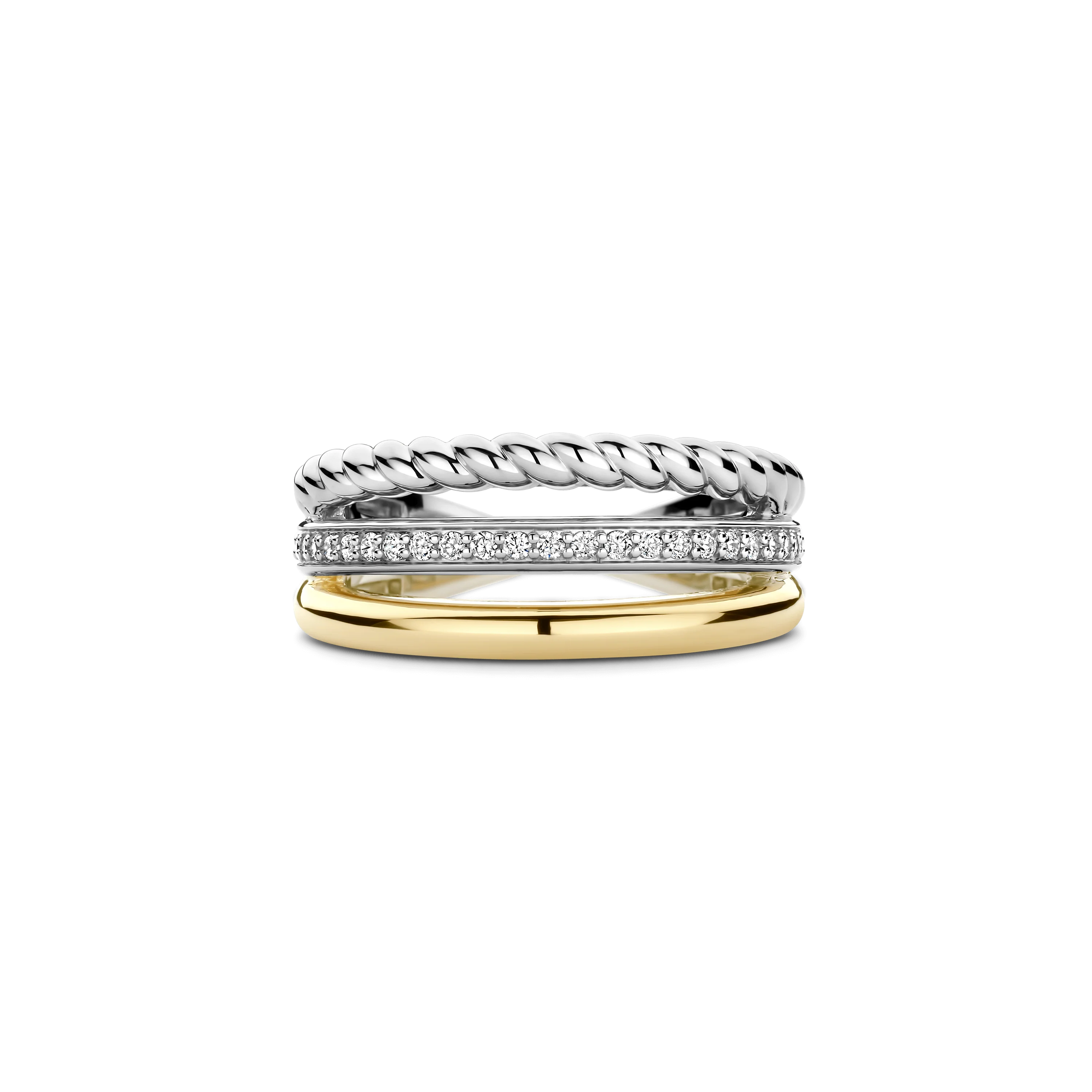 Structured Triple Band Zirkonia Ring - Image 3