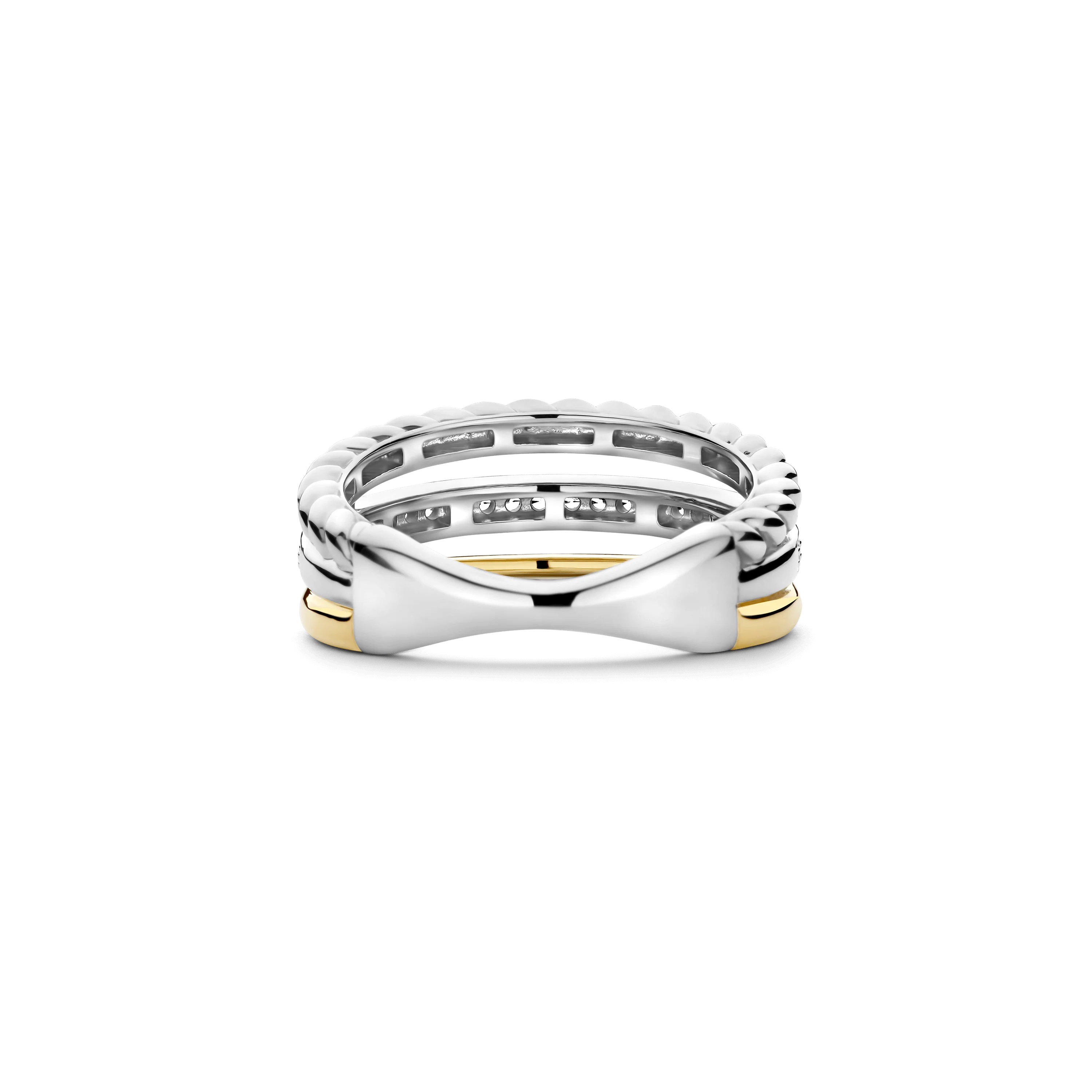 Structured Triple Band Zirkonia Ring - Image 4