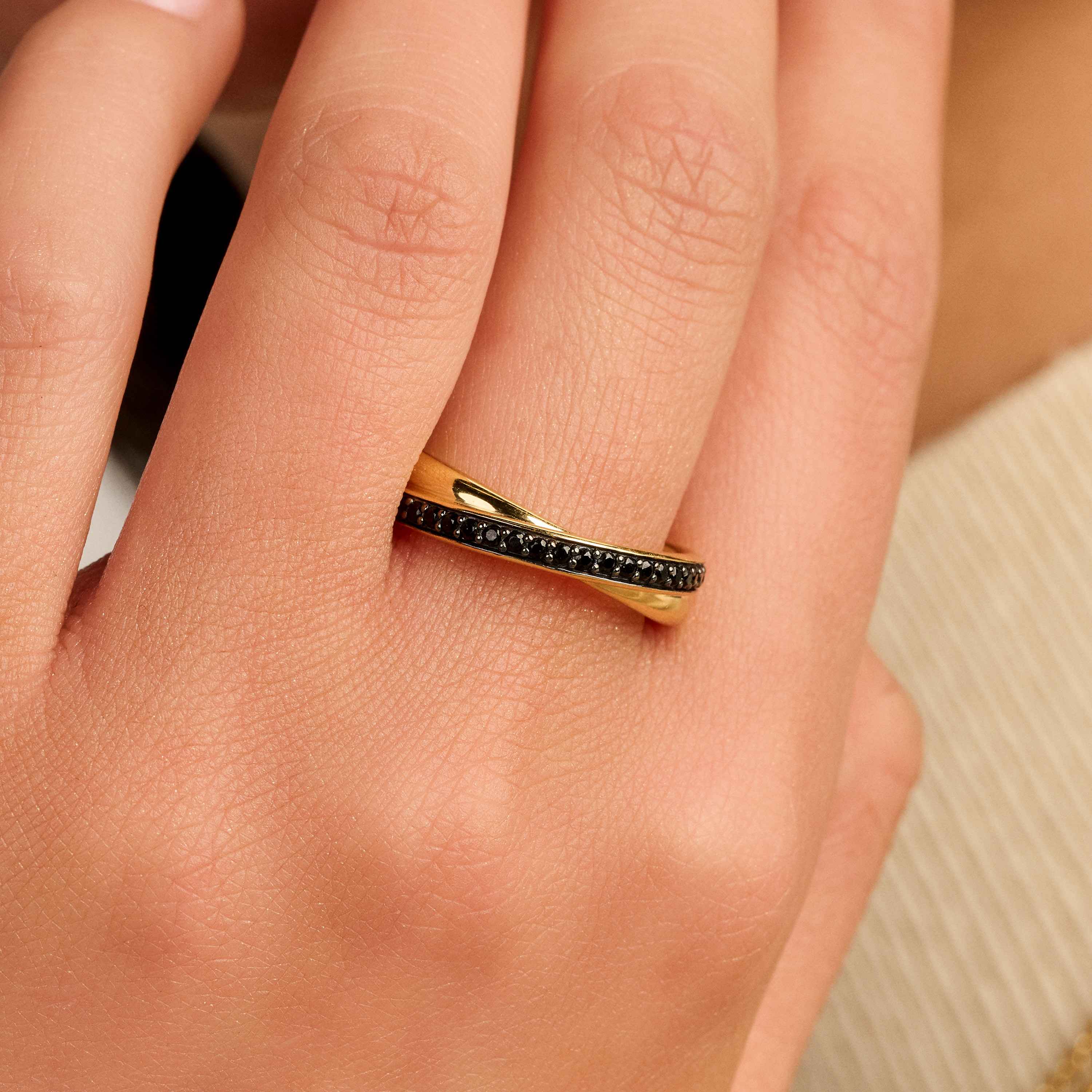 Zwarte Zirkonia Crossover Ring - XS model - Image 7